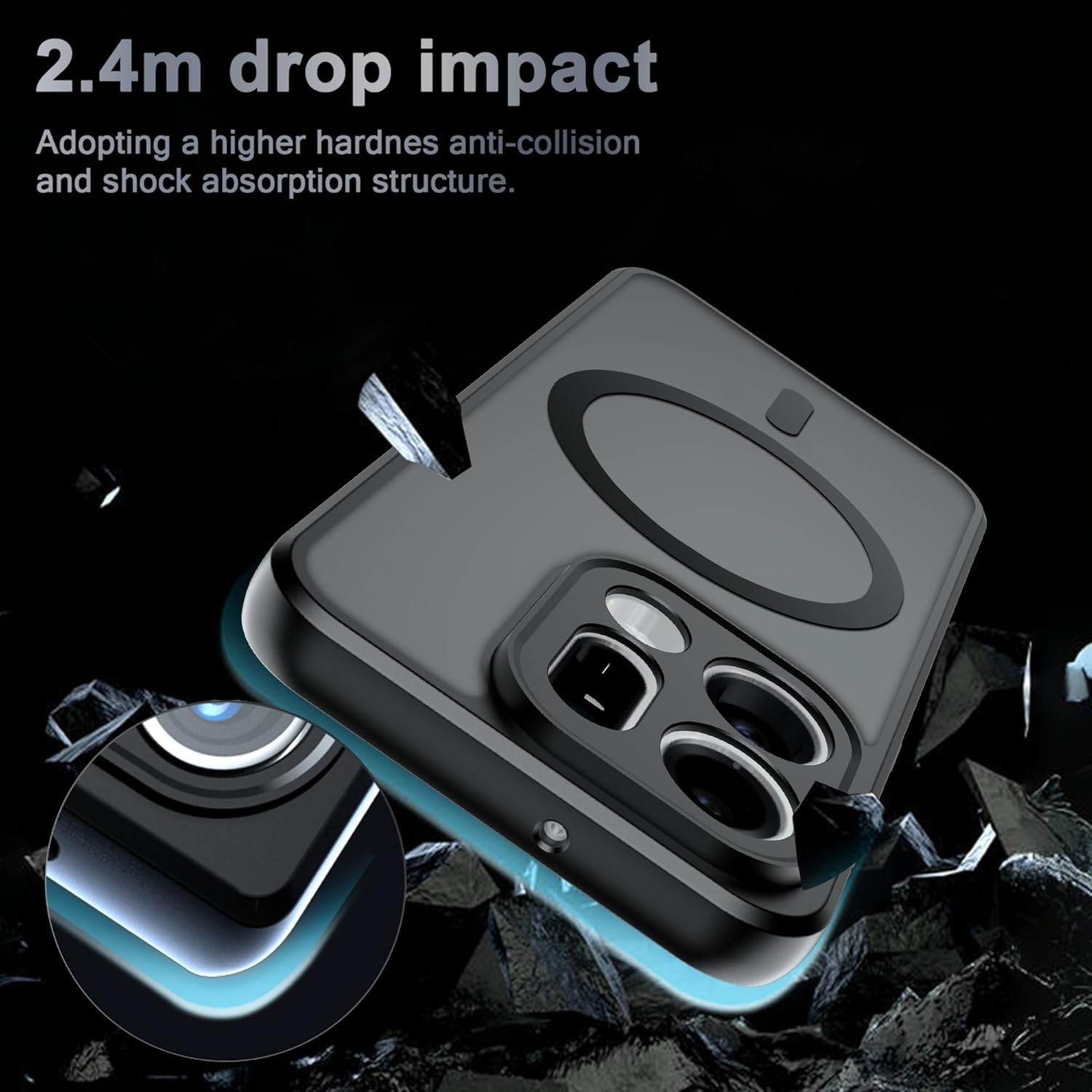 Effcotuo Magnetic Case for Oppo Find X9 Case with Screen Protector for Tempered Glass Screen Protector with Magsafe Acrylic Protective Case Full Magnet Matte Mobile Phone Case - Honor Magic 8 Lite image number 3