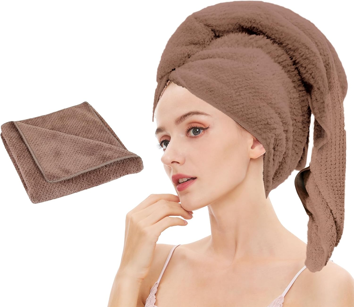 Laojbaba Microfiber Hair Towel Quick Dry Hair Towel Hair Drying Towels Suitable for All Kinds of Hair Ultra Absorbent Long and Thick Hair 24X48Inch Lotus Root Pink (1Pcs)