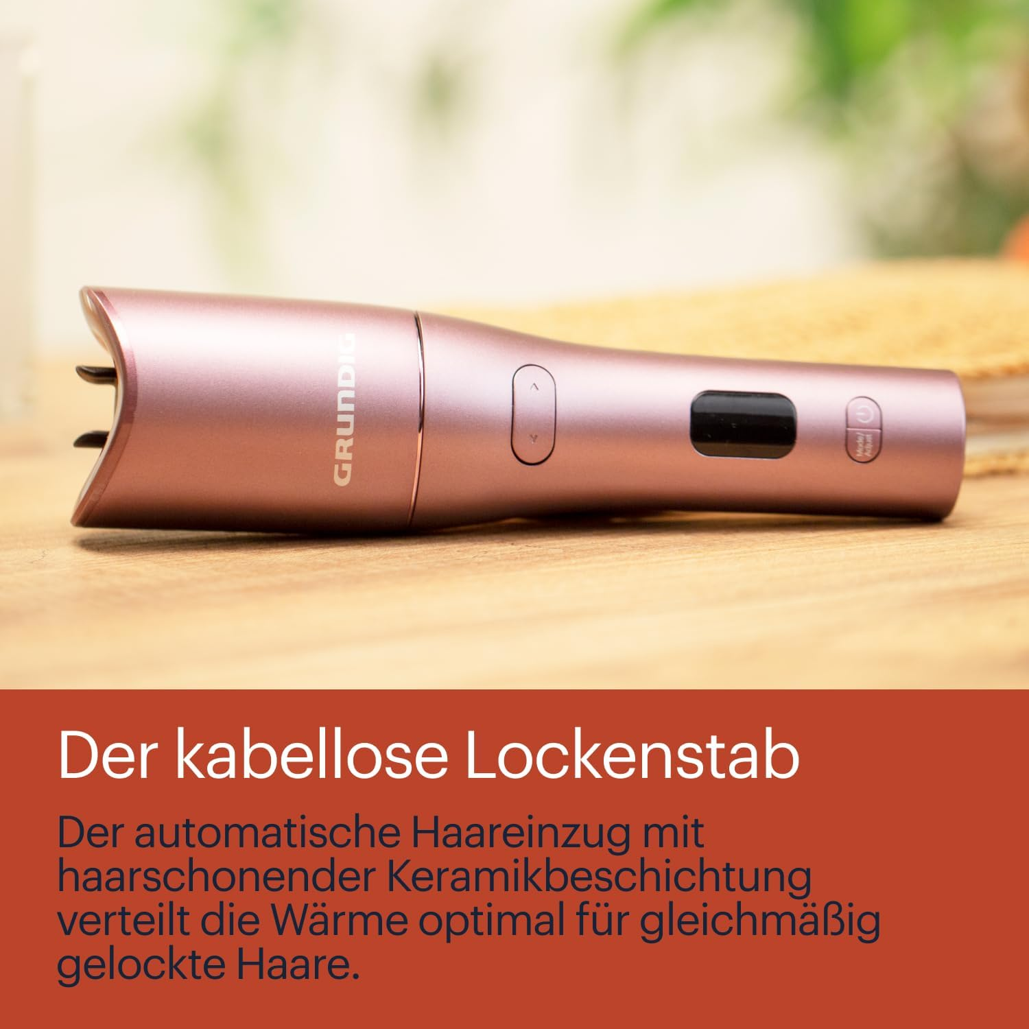 Grundig Easycurl HS 6230 Automatic Curling Iron, Large and Small Curls, Long and Short Hair, Cordless Battery-Operated, 3 Temperature Levels, Ceramic Coating, Timer, LCD, Purple - Purple image number 3