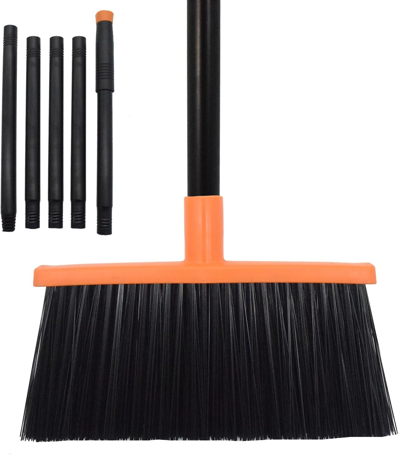 Xifando Heavy-Duty Adjustable Angle Broom with 56" Steel Handle - Ideal for Home, Garage, Kitchen, Bathroom, Office, and Outdoor Use - Durable & Efficient Cleaning Tool for Hard Floors (Orange)