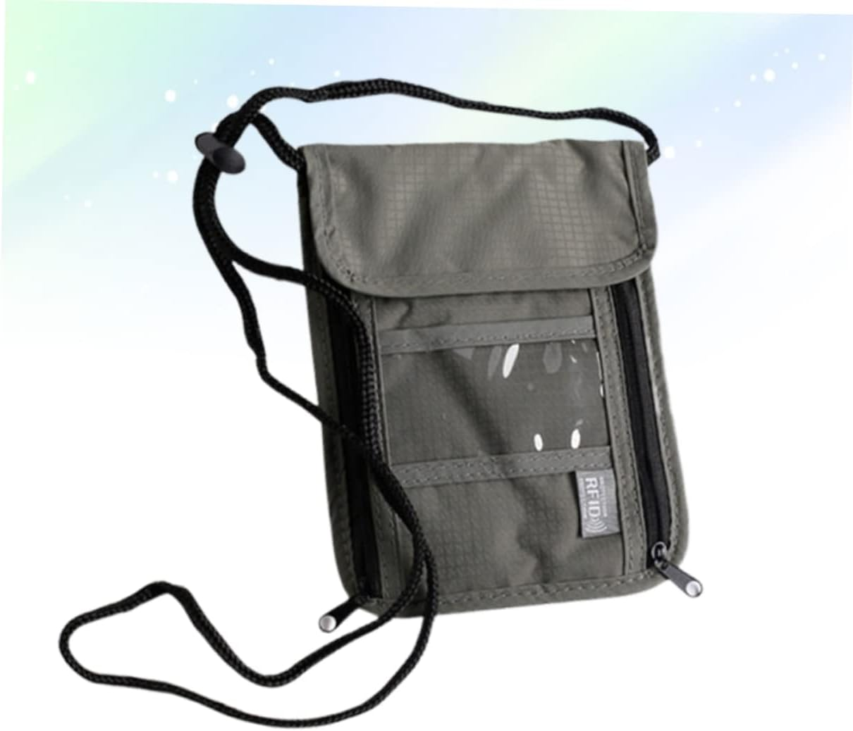 Travel Passport Holder Multi Function Wallet for Neck Hanging Credit Cards and Documents Grey for Travel and Daily Use image number 6