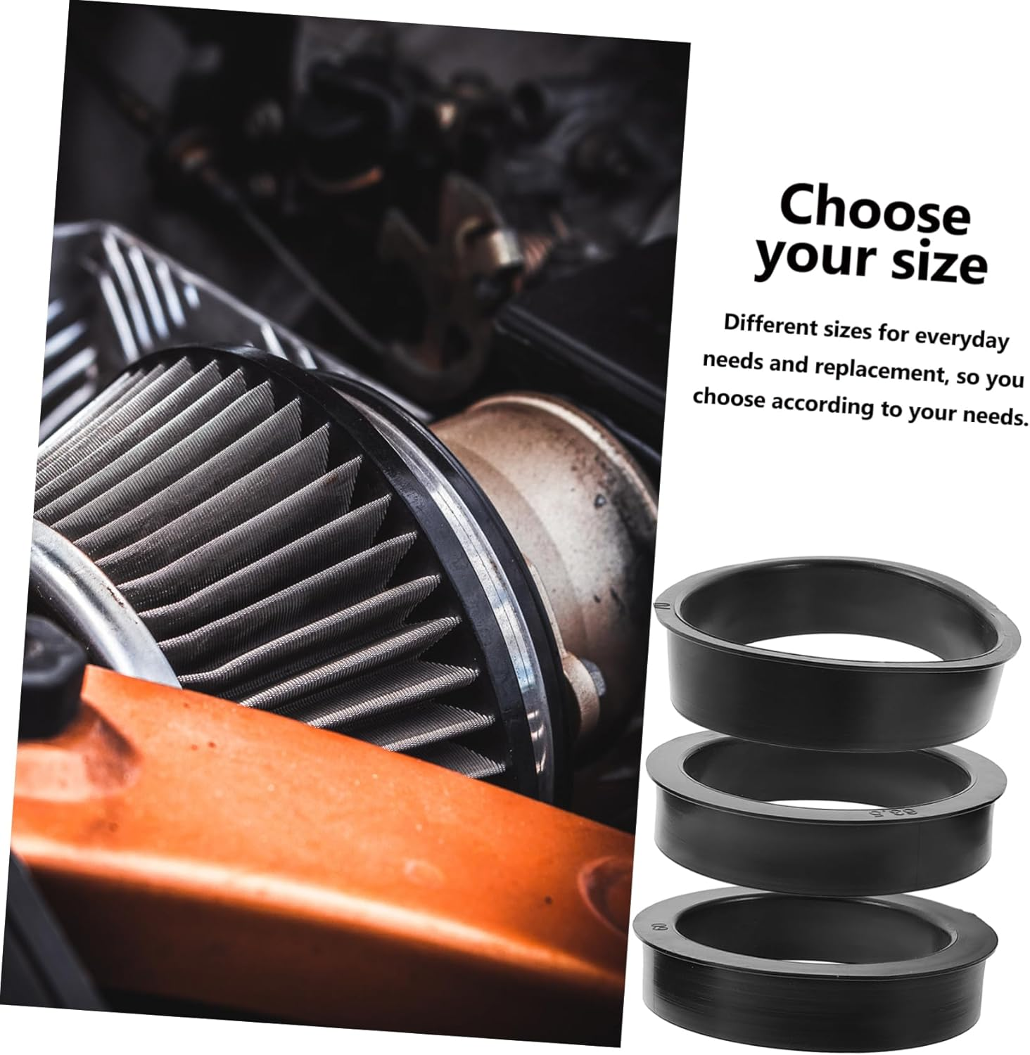 Mobestech 3Pcs Universal Rubber Adapter Rings Set for Car Air Filters Intake Filter Step-Up Rings 76Mm to 70Mm 63Mm 60Mm Compatible with 3-Inch Cone Air Intake for Vehicle Performance Optimization image number 1