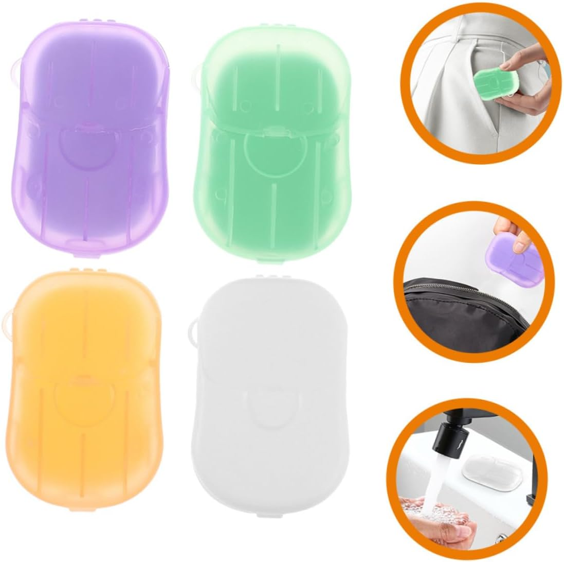 UPKOCH 4 Boxes Portable Soap Sheets Travel Hand Soap Slices with Lavender Milk Lemon Scents for Hand Washing Lightweight Toiletry for Hotels Outdoor and Business Trips Random Color image number 5