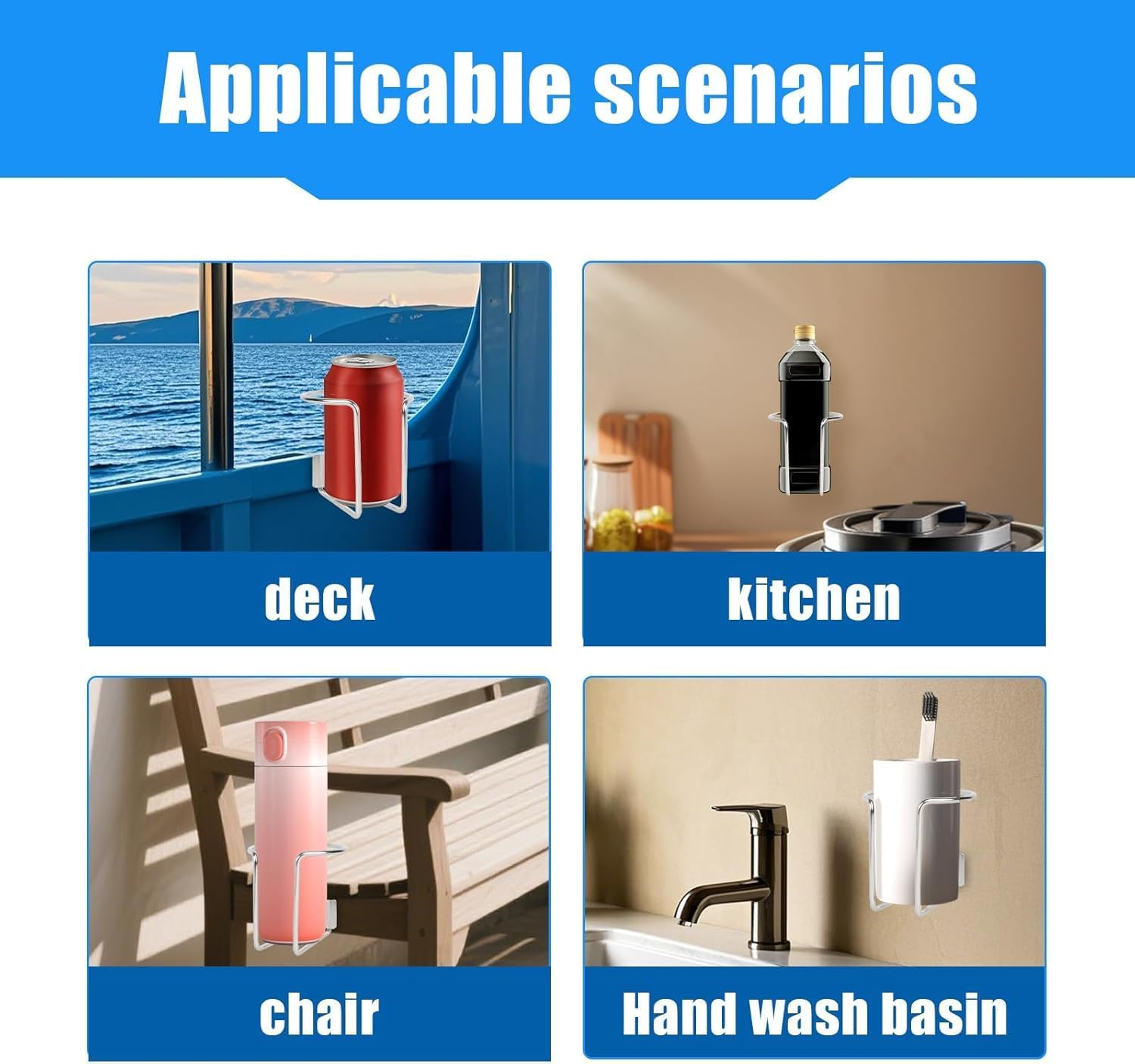 Stainless Steel Ring Shaped Boat Cup Drink Holder with Screws, 2Pcs Wall Rail Mounted Boat Ring Cup Holder, Metal Ring-Shaped Drink Holder for Boats, Silver image number 6