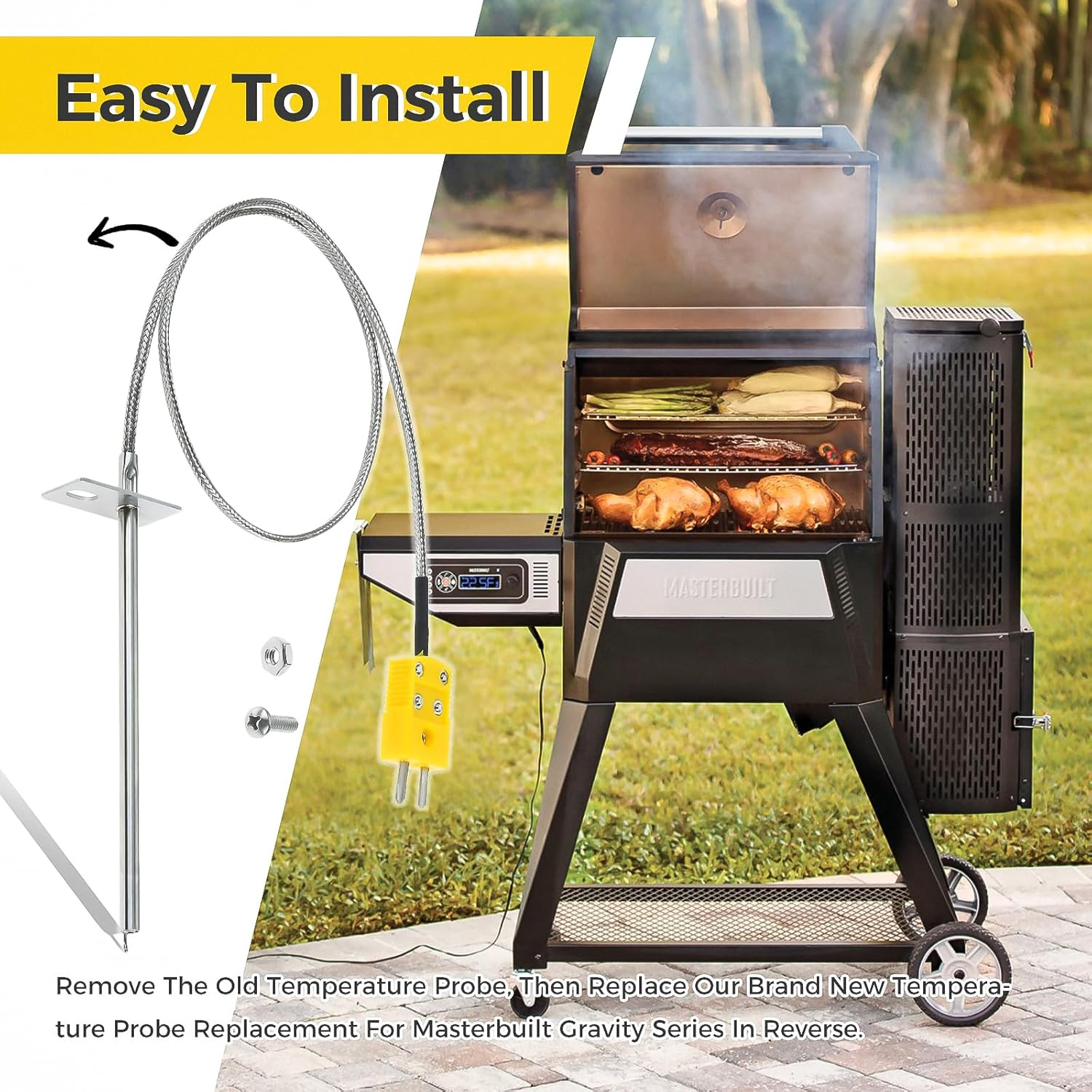 Temperature Probe Replacement for Masterbuilt Gravity Series 560/800/1050 XL & Digital Charcoal Grill & Smokers, Replace Part Number: 9904190024 image number 2