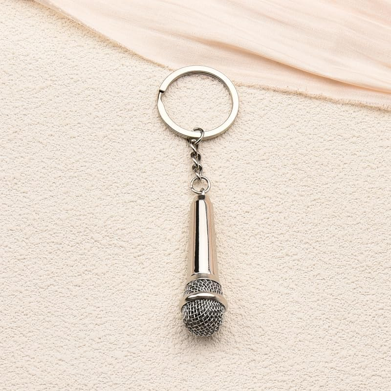 Microphone Keychain Music Lover Gifts - Mini Microphone Keyring Bag Charm Pendant for Backpack Purse Handbag image number 5