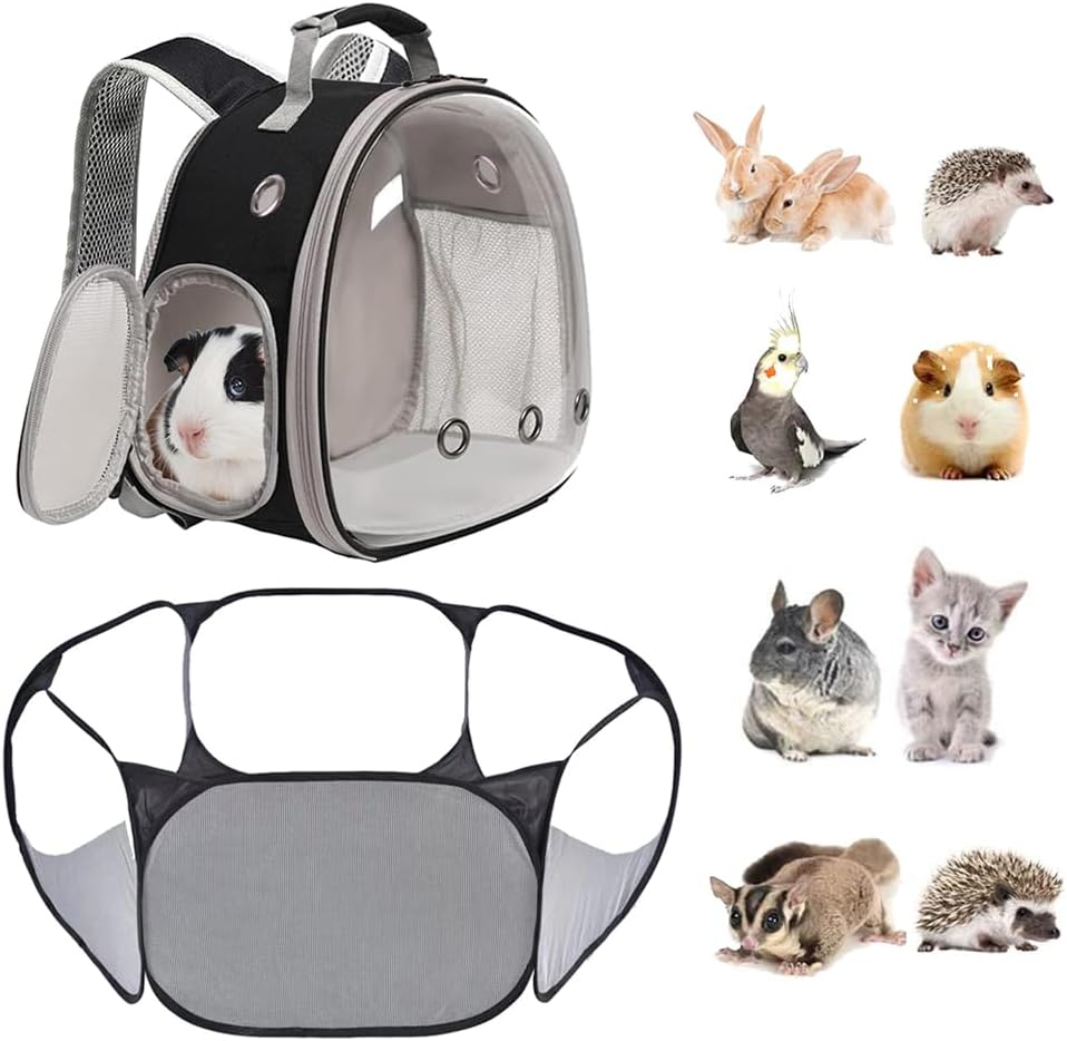 LAIRIES Small Animals Tent, Breathable Transparent Pet Playpen Pop up Playpen Open Outdoor/Indoor Exercise Fence, Portable Yard Fence for Guinea Pig, Rabbit, Hamster, Chinchillas and Hedgehogs
