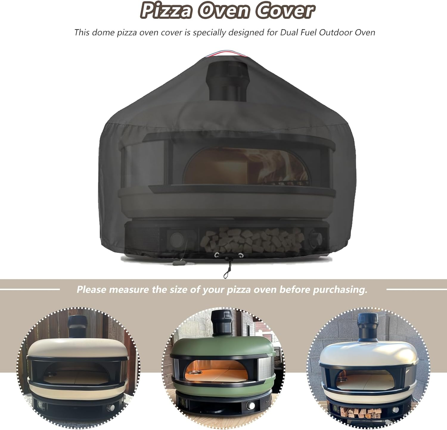 Pizza Oven Cover for Gozney Dome,Heavy Duty 600D Waterproof Cover for Dome Pizza Oven,Black image number 1