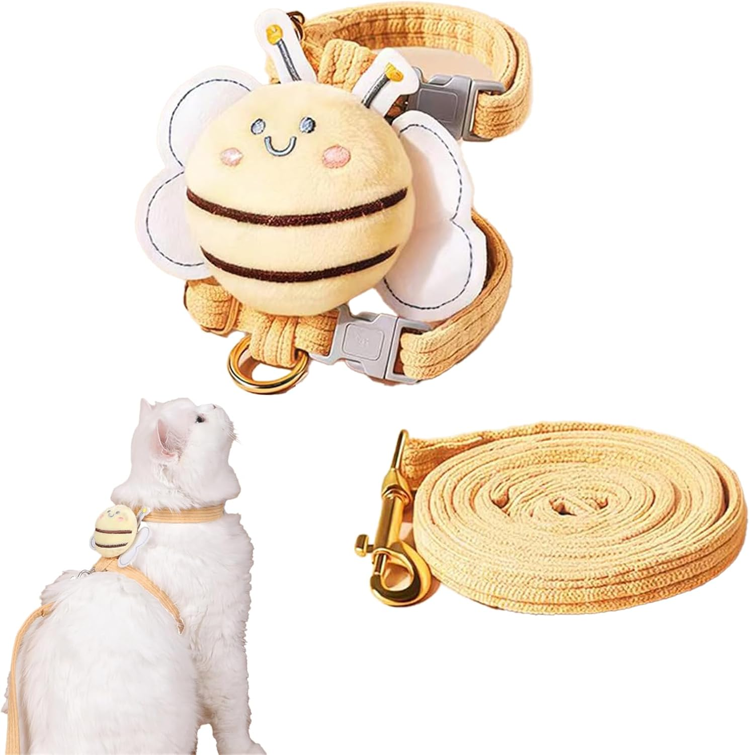 IKEEPVOX Cat Harness and Leash Set &ndash; Escape-Proof Adjustable Vest Harness with 1.8M Leash for Cats, Bunnies, Small Pets, Walking and Traveling (Yellow Bee, Medium)​ image number 4