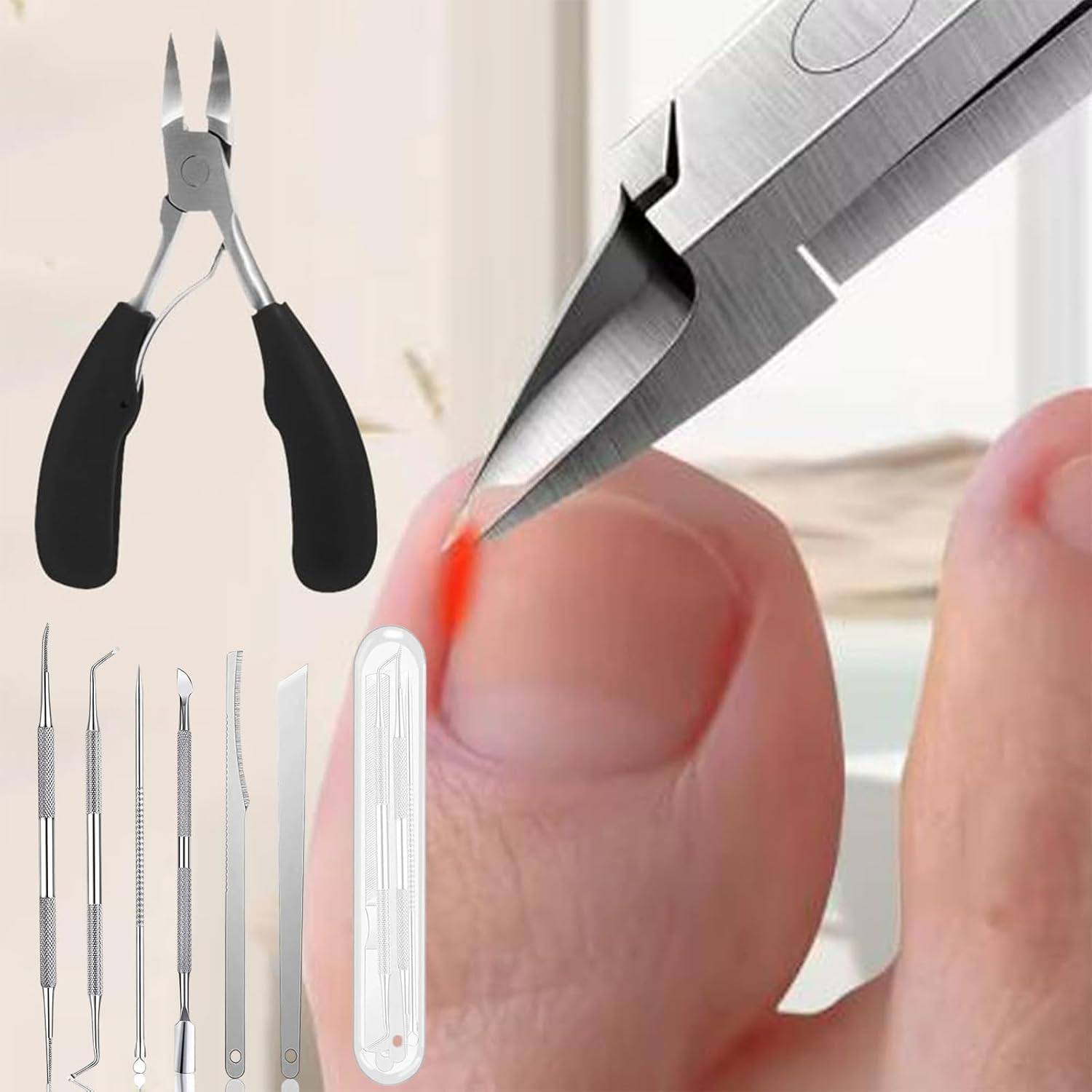 Ingrown Toenail Clippers, Professional Nail Clipper Set for Thick & Ingrown Nails, Stainless Steel Toe Nail Clippers with Long Handle, Suitable for Men and Women image number 5