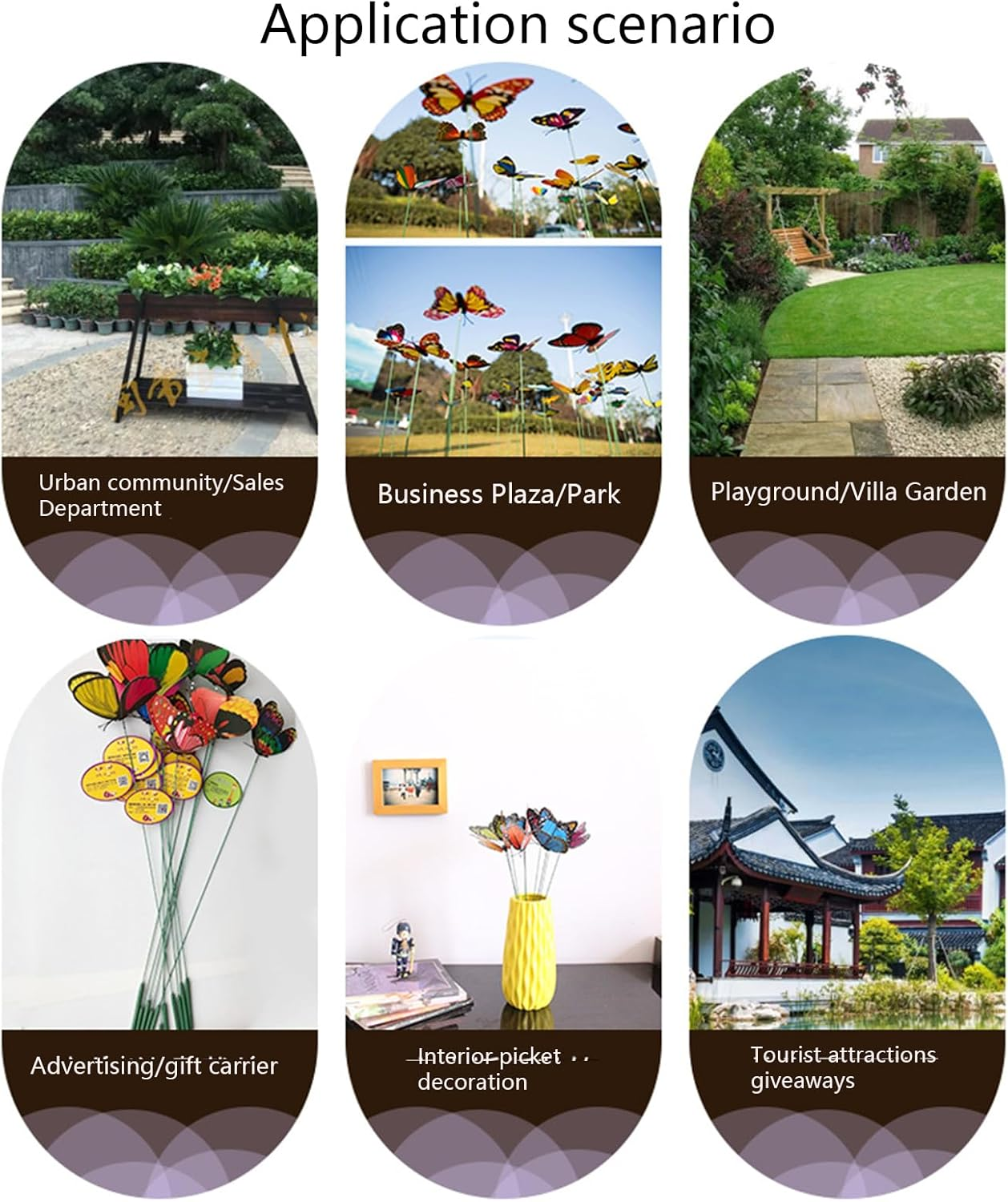 100Pcs Colorful Butterflies Stakes, PVC Waterproof Butterfly Garden Stakes Decorations for Indoor, Outdoor Yard, Patio Plant Pot, Christmas Garden Decor - Color 100 image number 6