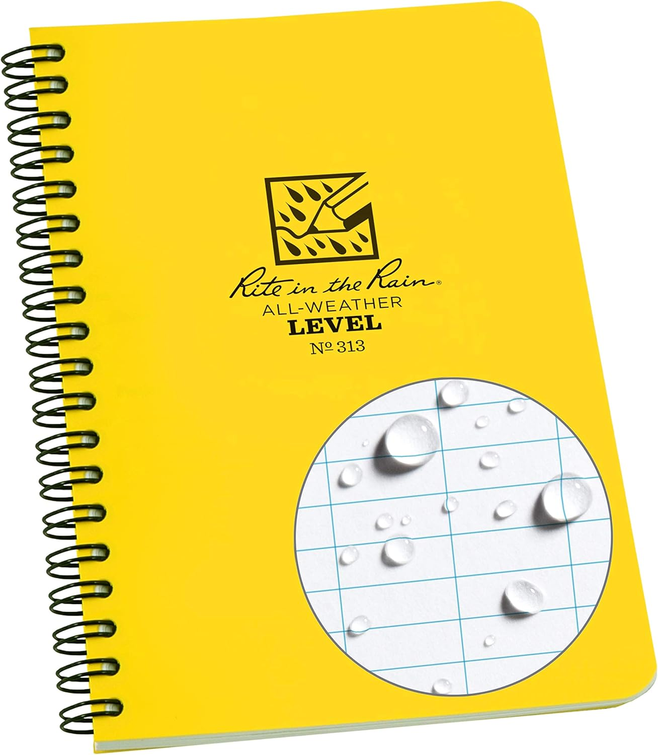 Rite in the Rain Weatherproof Side Spiral Notebook, 4.625" X 7", Yellow Cover, Field Pattern (No. 353) image number 1