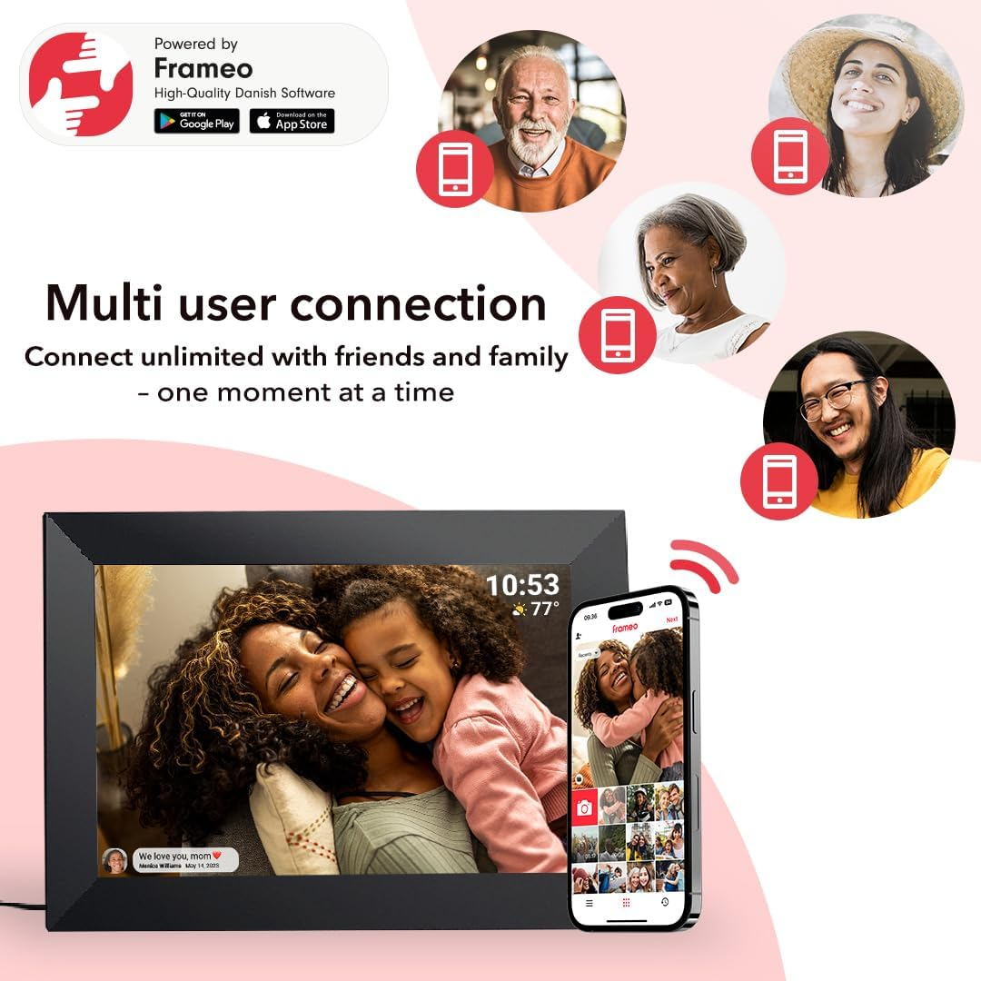 FRAMEO 10.1In Smart Wi-Fi Digital Photo Frame - 1280X800 IPS HD Touchscreen, 32GB Storage, Auto-Rotate Wall Mountable Micro SD, Easy Share Photos or Videos via Frameo App from Anywhere image number 6