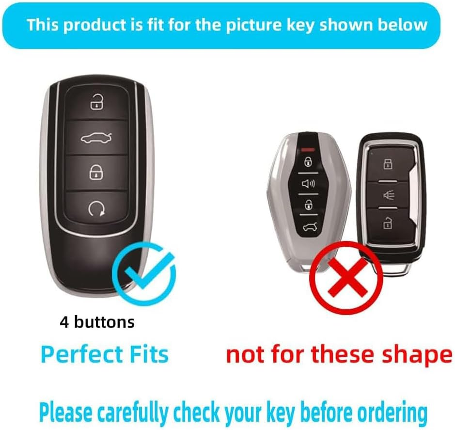 2 Pack Durable Car Smart Key Fob Case Cover and Premium TPU Protective Case Compatible with Chery Omoda 5 Tiggo 8 Pro Universal Car Accessories (Sliver) Key Protection Shell for Chery Automobile image number 6