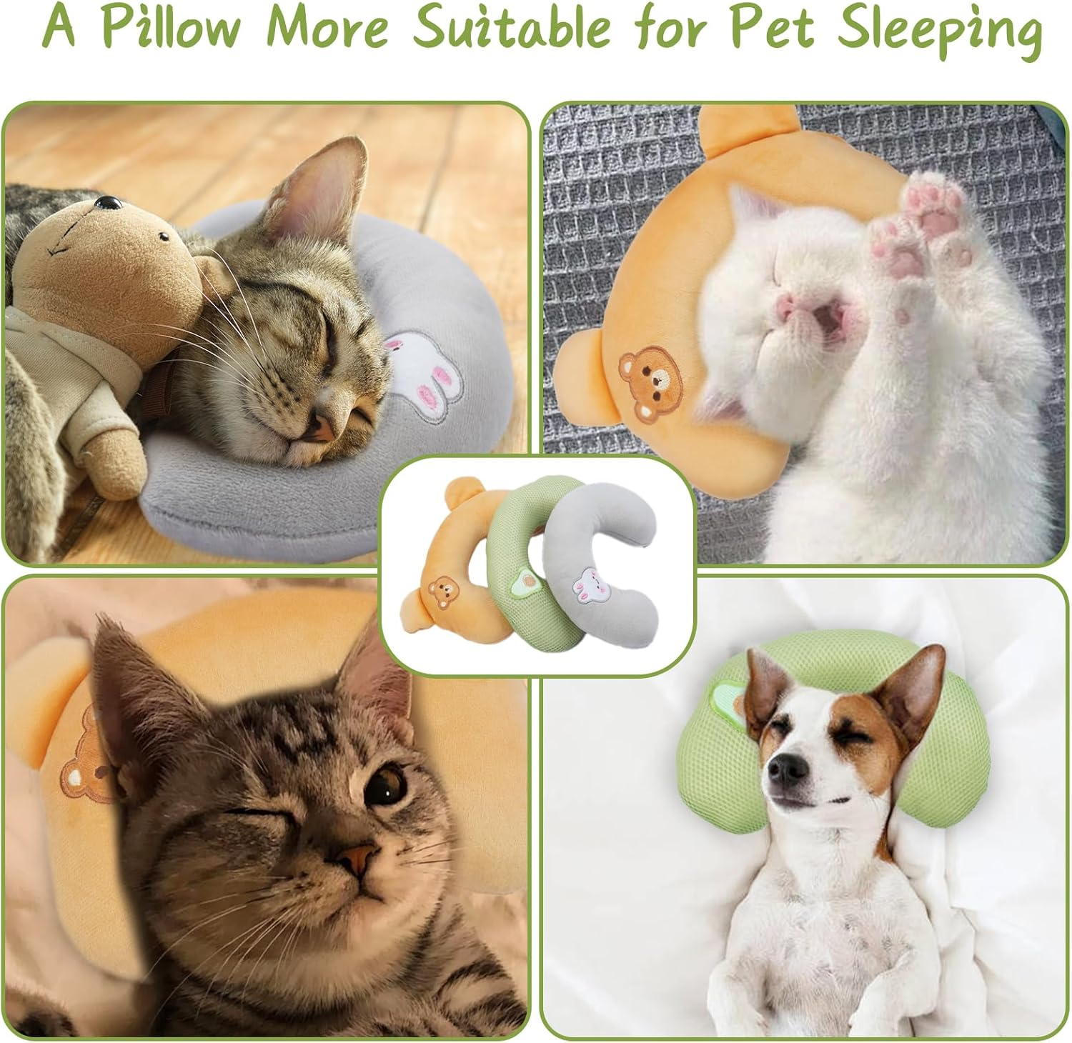 DENTRUN Cat Pillow, Soft Cat Calming Toy, Pillows for Cat Head to Lay On, Cat Beds for Indoor Cats, U Shaped Pet Pillow, Dog Bed Cushion Sleeping Improve Comfort Cat Plush Toy image number 3