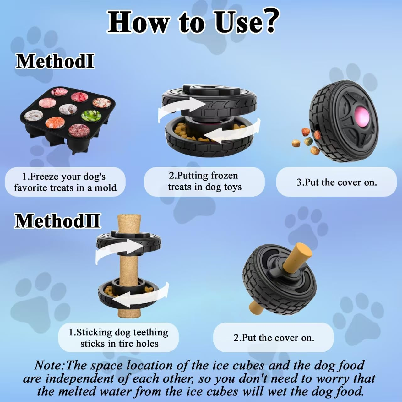 LUPAPA 5-In-1 Dog Entertainment Toy, Frozen Treat Toy for Dog, Treats Distribution Puzzle Tire Dog Toys to Keep Dogs Busy, Dog Chew Toys for Aggressive Chewers, Natural Rubber Durable and Safe - Red image number 4