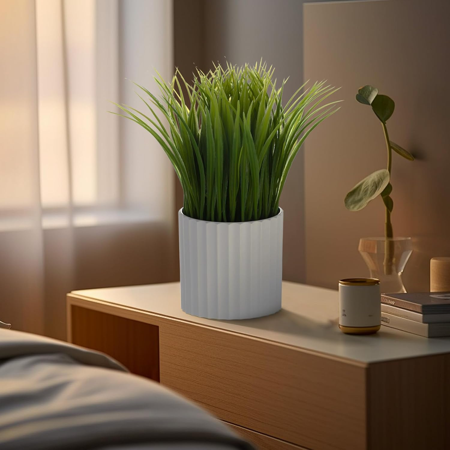 Artificial Plant Wheat Grass &ndash; Fake Potted Plant Indoor Plant Artificial Grass Plant Decor for Home and Office (10&rdquo;, Grass), Ag10P image number 1
