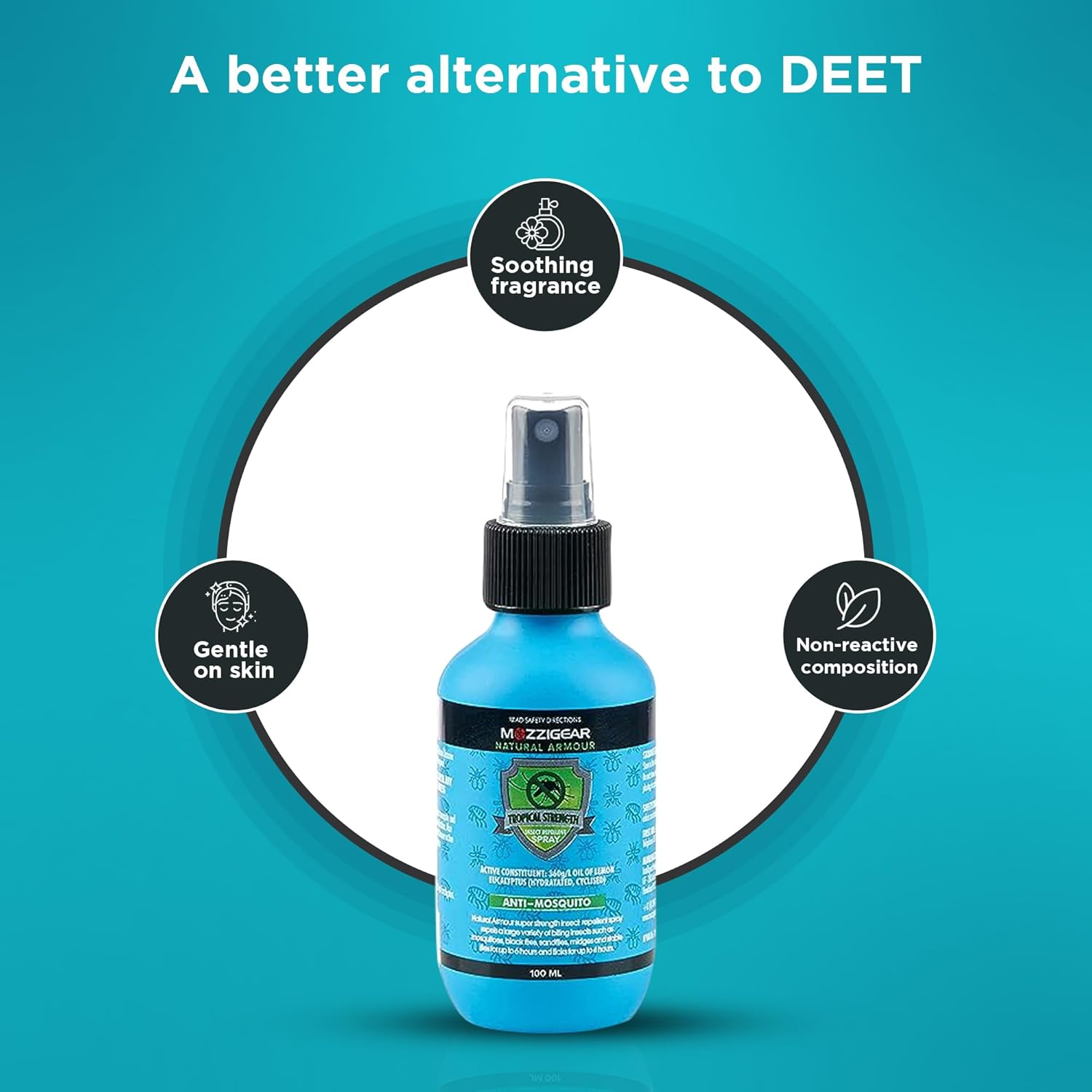 Mozzigear Natural Armour Mosquito Spray 100Ml - Long-Lasting Plant-Based Insect & Bug Spray - Suitable for Family, Kids & Babies - DEET & Chemicals Free - Made in Australia image number 4
