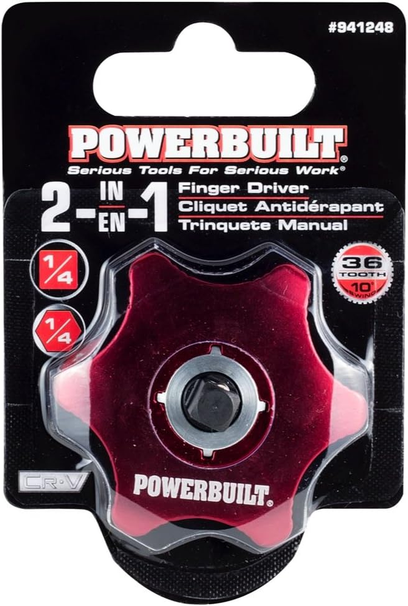 Powerbuilt 1/4-Inch Drive 2 in 1 Thumb Ratchet & Bits Driver, Finger Ratchet,Red,941248 image number 4