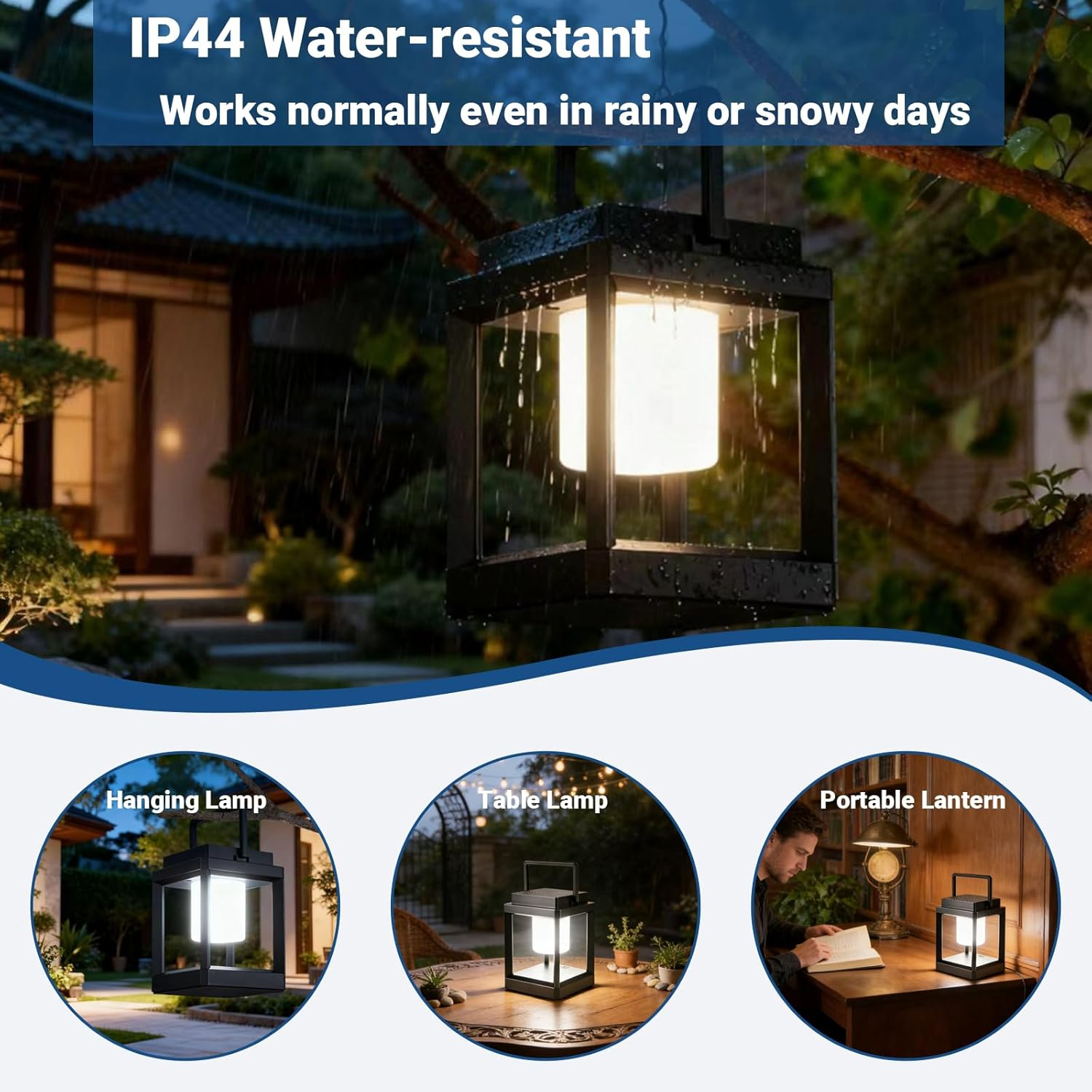 Portable Solar Lantern for Outdoor Waterproof, Rechargeable Led Table Lamp, Hanging Decorative Solar Lights for Patio/Garden/Camping/Walking/Reading image number 1