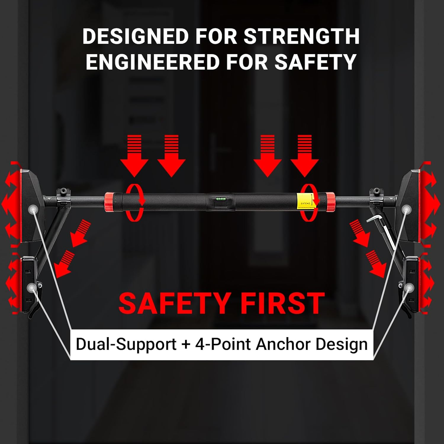 Happy Jump Pull up Bar for Doorway with Gymnastic Rings & Resistance Band