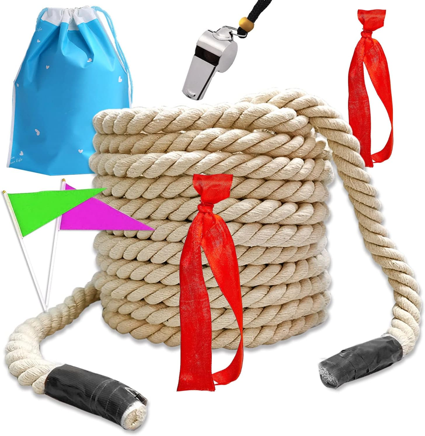 35Ft Tug of War Rope Field Day Family Reunion Tug Rope Natural Cotton Tug of War Rope for Kids and Adults, Summer Campe, Yard Games, Outdoor Camping Picnic Games, Team Building