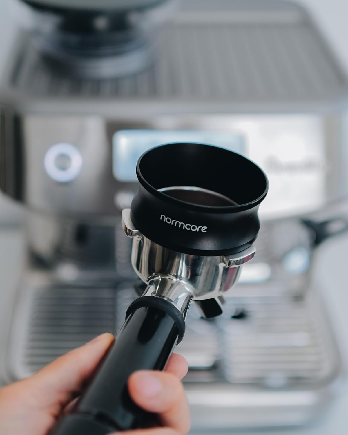 Normcore 54Mm Magnetic Dosing Funnel V2, Espresso Coffee Dosing Ring, 28Mm Anodized Aluminum with 9 Neodymium Magnets Fits 54Mm Breville Portafilter, Black image number 6