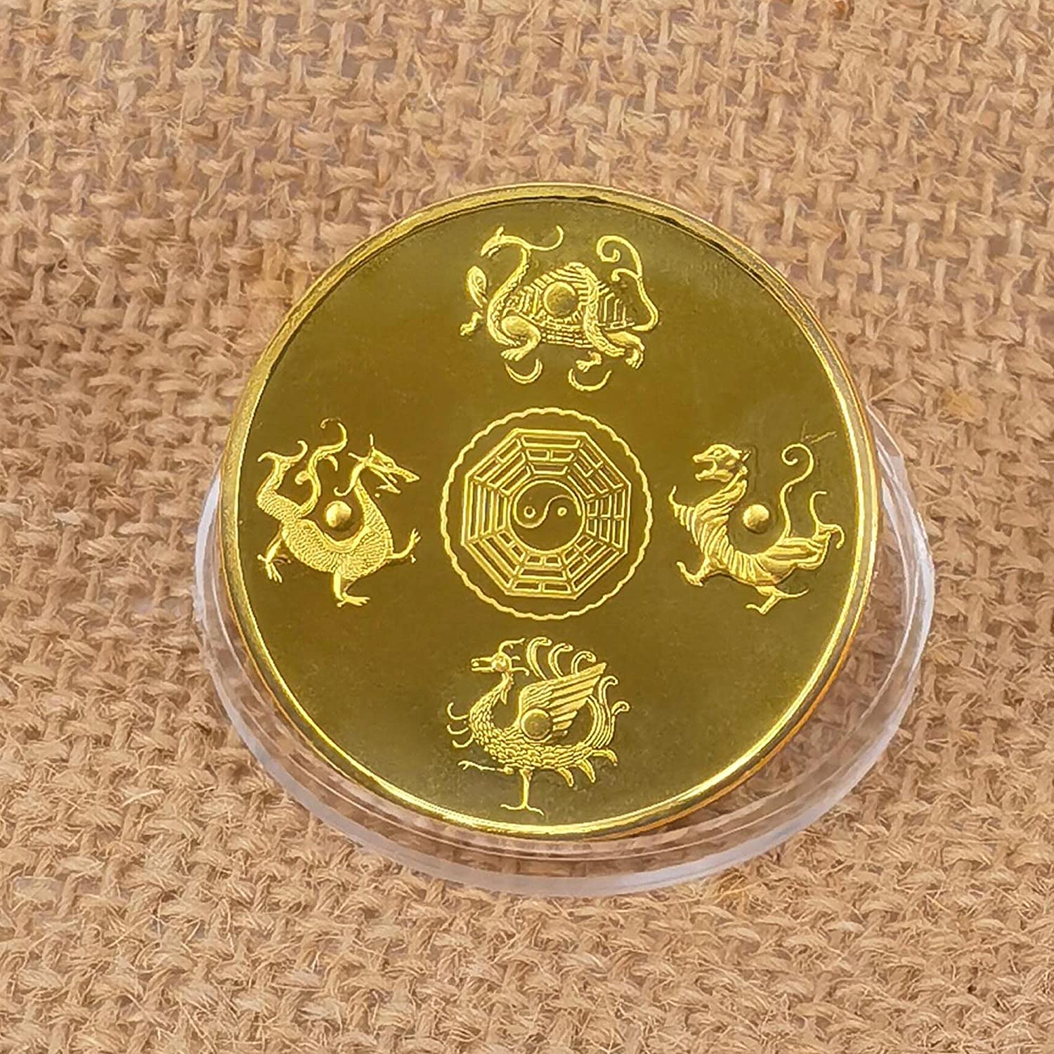 Chinese Ancient Mythical Creatures I Ching Good Luck Coin Blue Dragon Challenge Coin image number 3