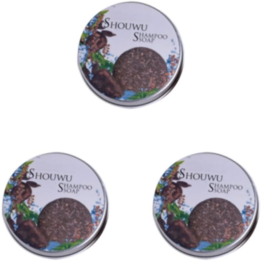 Generic 3 Set of Hair Darkening Shampoo Bar - Solve Hair Problems with Organic Polygonum Multiflorum Extract and Large Volume Can Be White Label with Box, White Label with Box 3Set