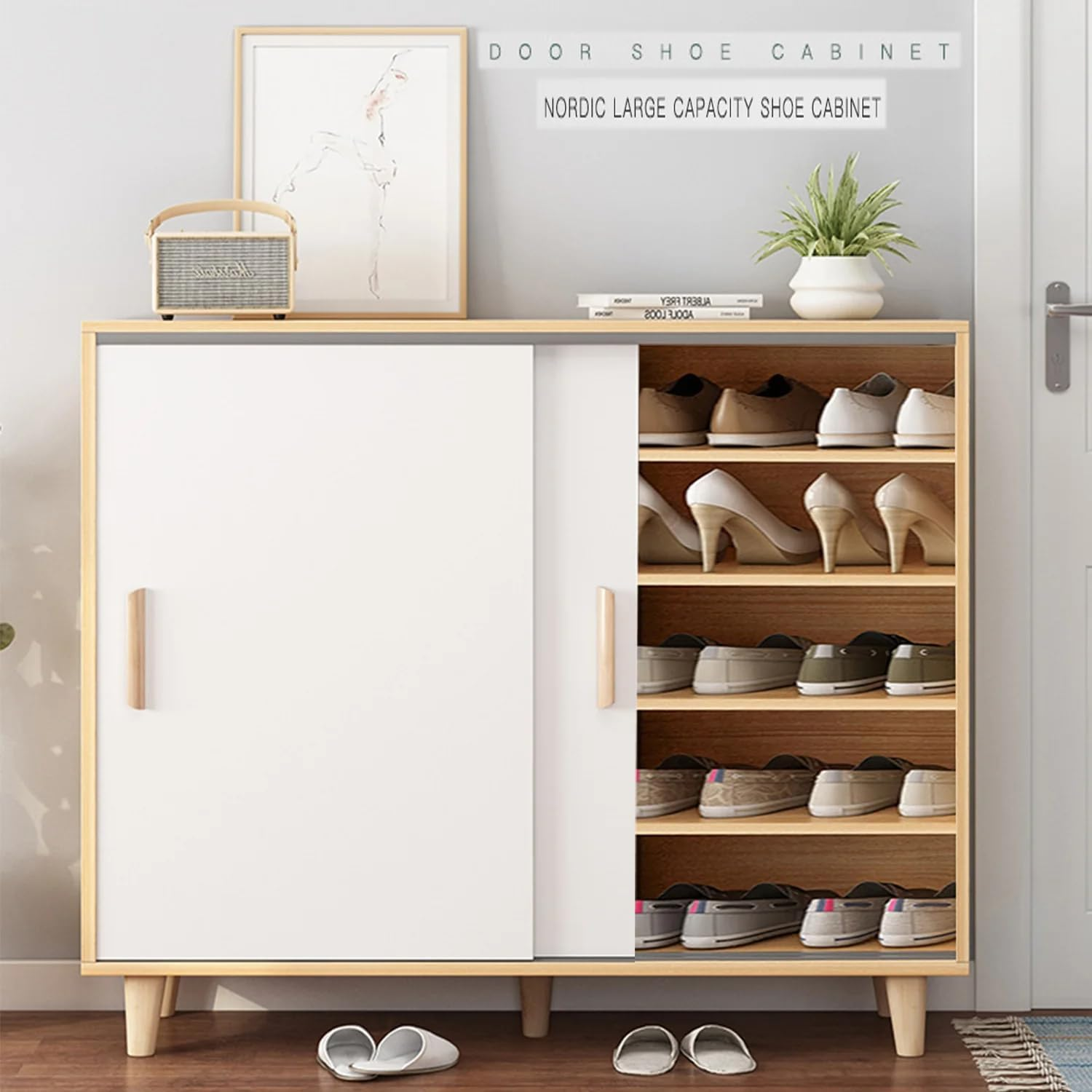 Foret Shoe Cabinet Shoe Rack Organiser Sideboard Hallway Storage image number 5