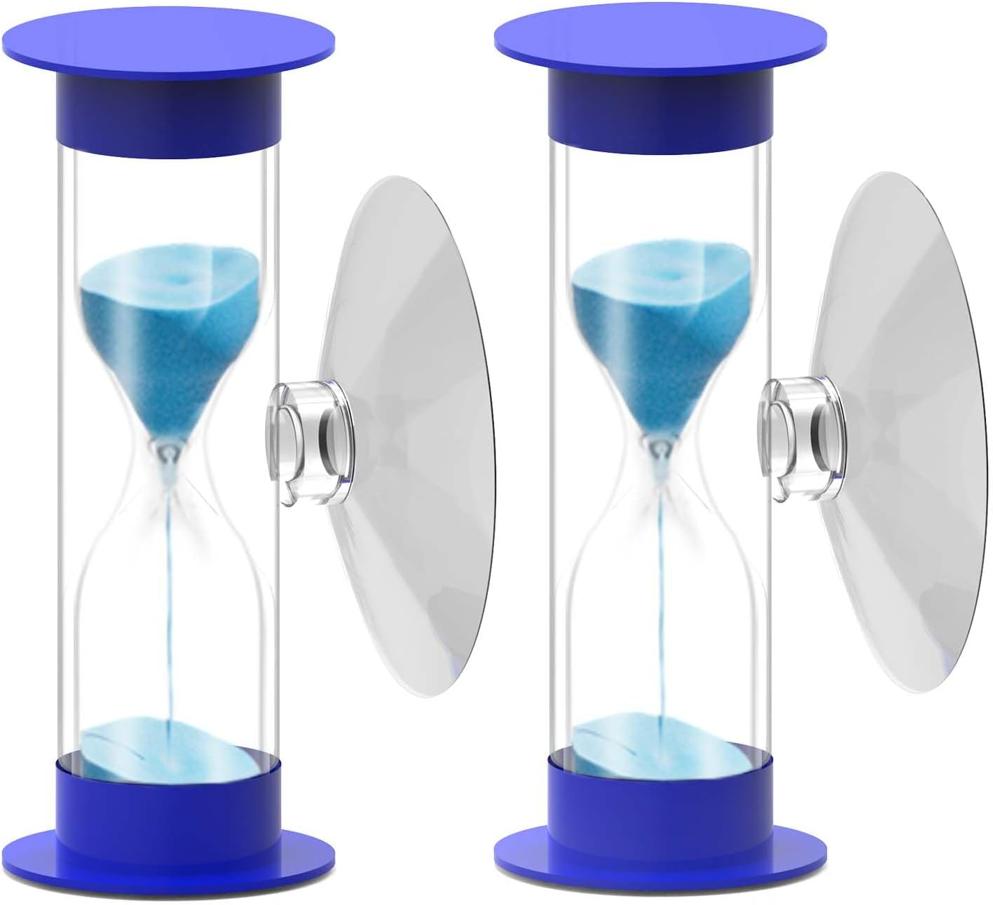 Hourglass Sand Timer 5 Minute with Suction Cup - Set of 2 Small, Unbreakable Sand Watch 5 Min Sucker, Small Blue Sand Clock 5 Minute, Plastic Hour Glass Sandglass Timer for Kids, Games, Classroom image number 6