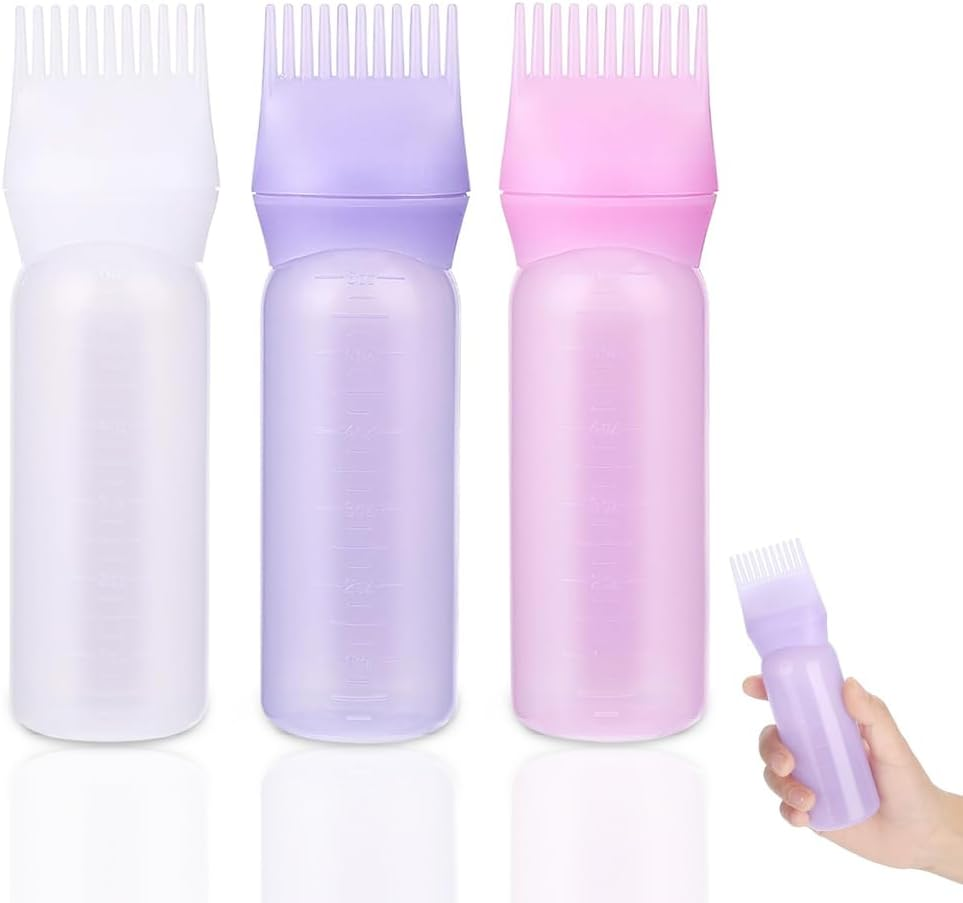 3Pcs Root Comb Applicator Bottle 6 Ounce Hair Oil Applicator, Applicator for Hair Dye with Graduated Scale (3Pack) image number 6