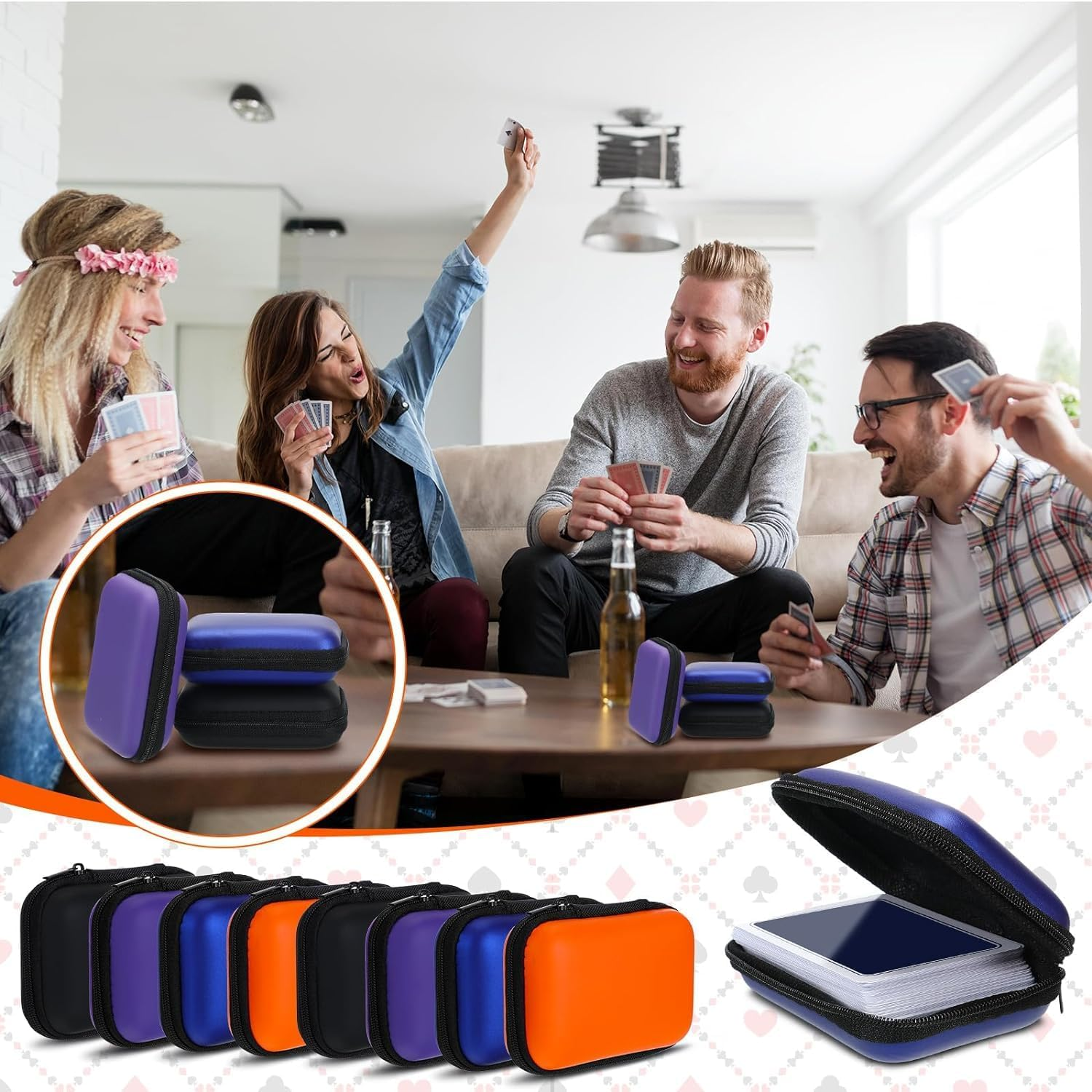 3 PCS Travel Cards Hard Case, Card Case Compatible with MTG Travel Games Cards Games Playing Card, Playing Cards Storage Box Carrying Holder for Classic Card Game Playing Card (Not Including Cards) image number 2