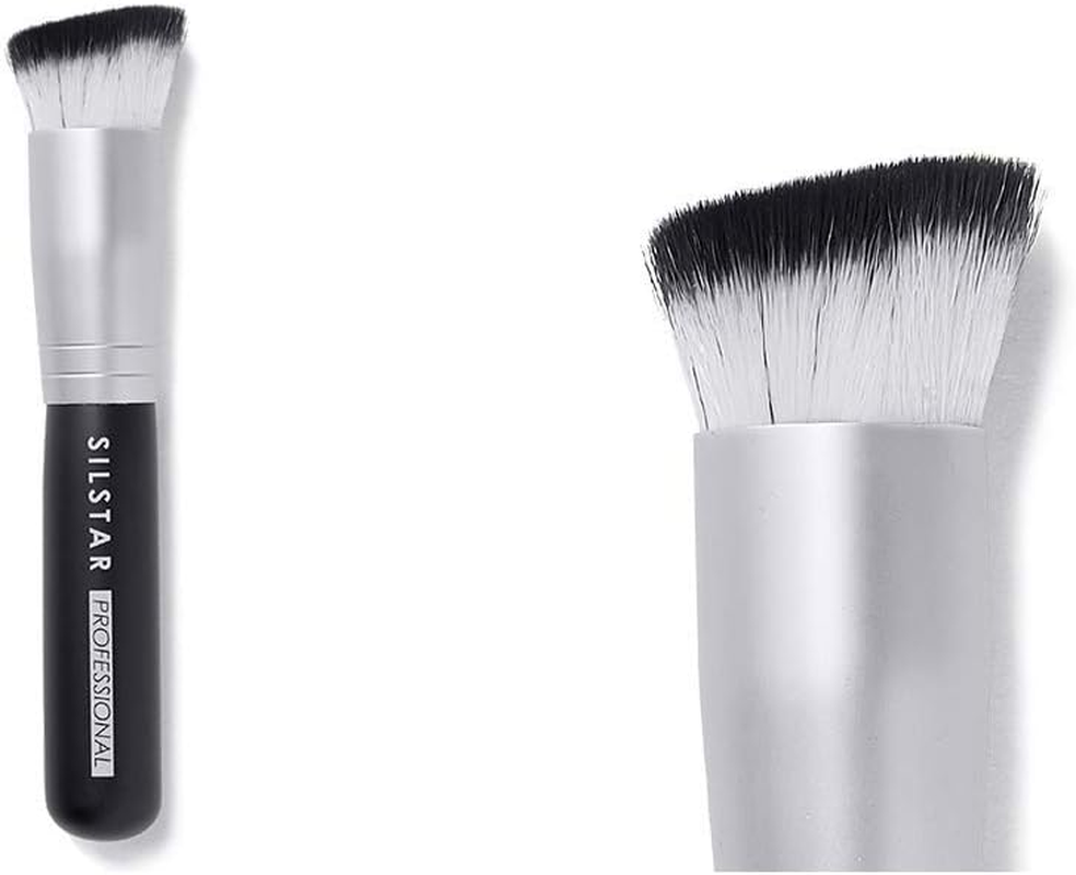 SILSTAR PROFESSIONAL round ANGLED FOUNDATION BRUSH with HANDLE MADE of NATURAL BIRCH WOOD, MADE in KOREA 009 image number 4