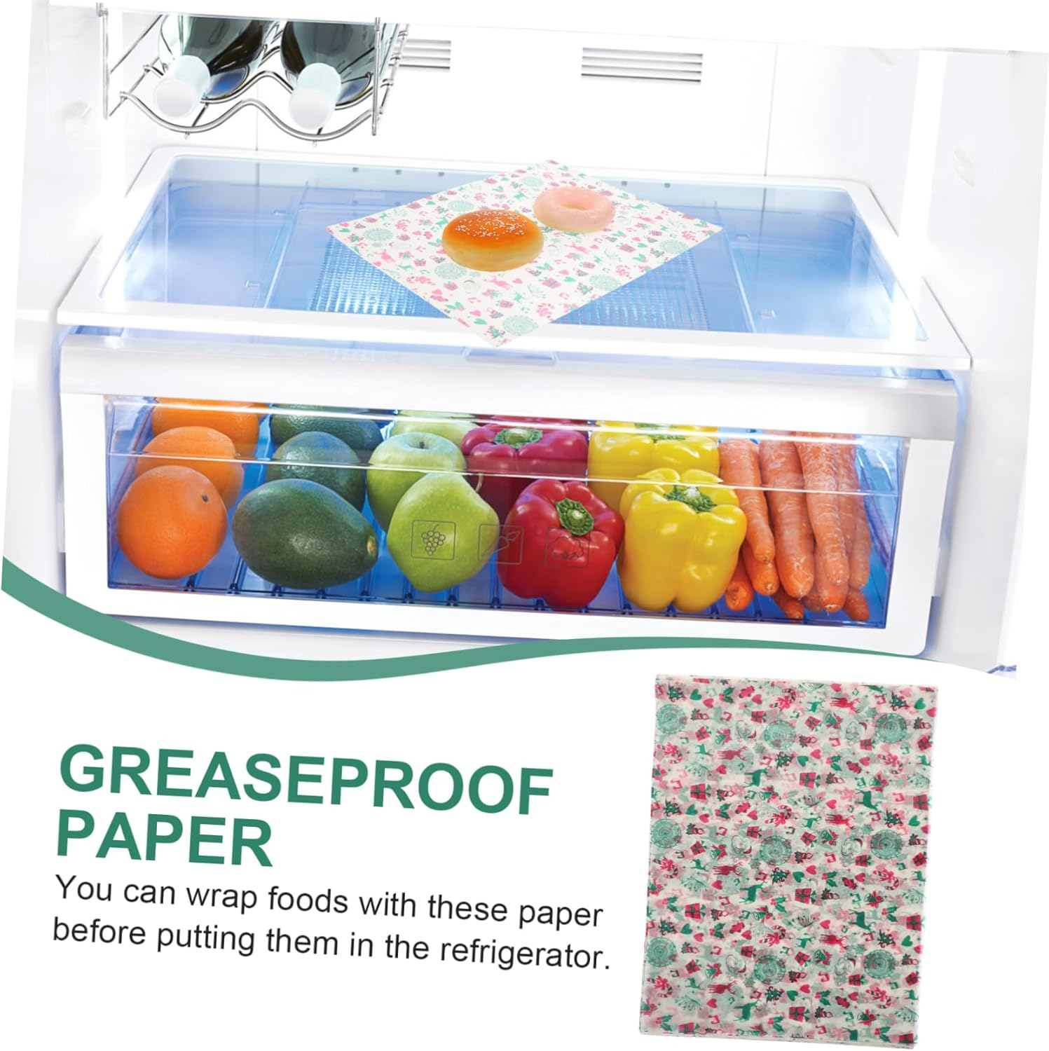 100Pcs Baking Paper Xmas Grease Proof Paper Grease Proof Wrapping Paper Christmas Wrapping Tissue Xmas Design Paper Liners Snacks Paper Christmas Wrapping Paper Wax Paper for Food image number 5