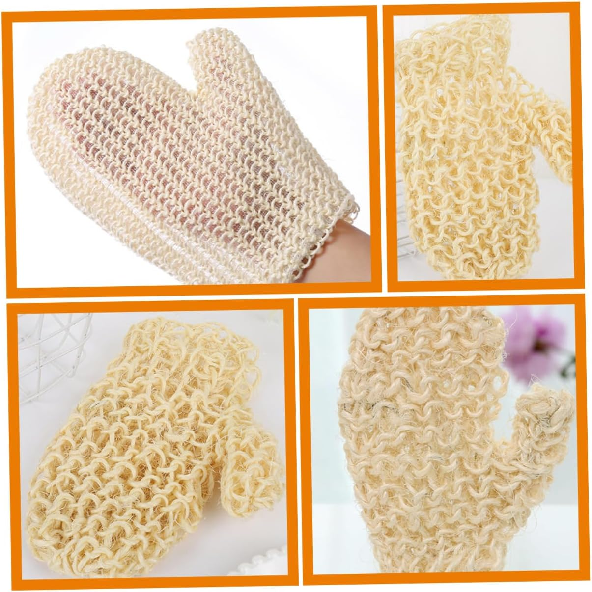 EXAOMBLE 2Pcs Exfoliating Bath Mitts Whole Sisal Scrubbing Gloves for Deep Skin Cleansing Gentle Exfoliation for Men and Women in Hotels Homes Dorms image number 4