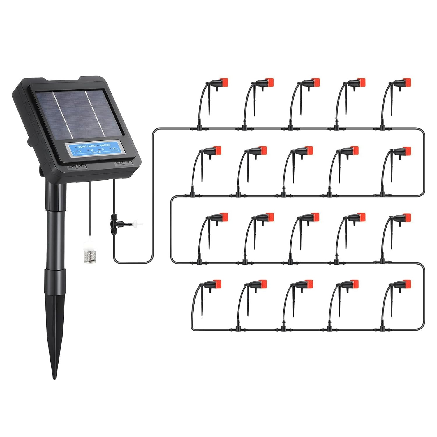 Solar Irrigation Auto Garden Watering System Automatic Deep Drip Kit DIY Green Household Potted Plant Smart Timer Modes Energy Powered Device 20M Hose image number 2