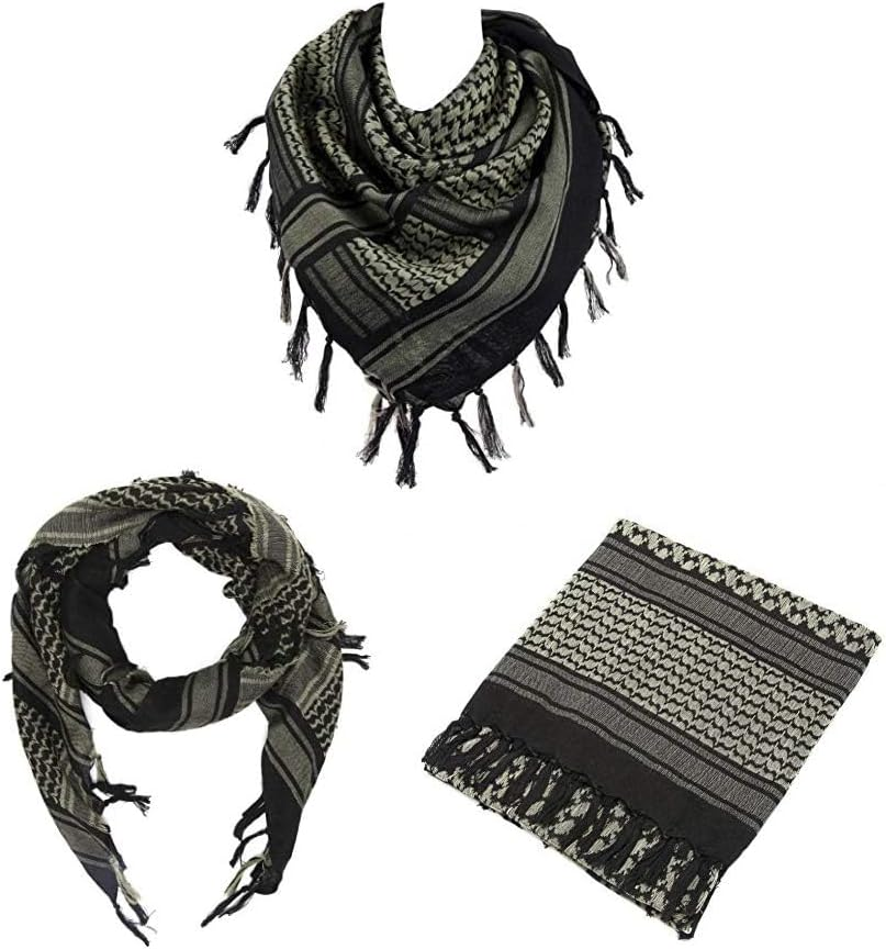 100% Cotton Military Shemagh Arab Tactical Desert Keffiyeh Thickened Scarf Wrap for Women and Men 43"X43"