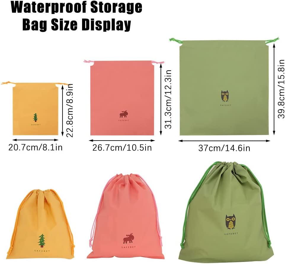 LZYMSZ Nylon Drawstring Waterproof Clothing Storage Bag - Travel Dirty Cord Shoes Organizer (9Pcs) image number 5