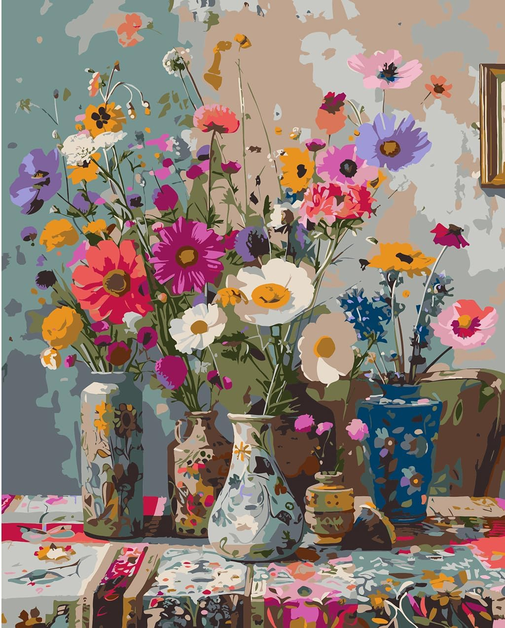 Paint by Number for Adults. Colorful Flowers Paint by Numbers for Adults Beginner Drawing Paintwork with 3 Paintbrushes Paint Canvas Oil Painting 16&rdquo; X 20&rdquo; image number 2