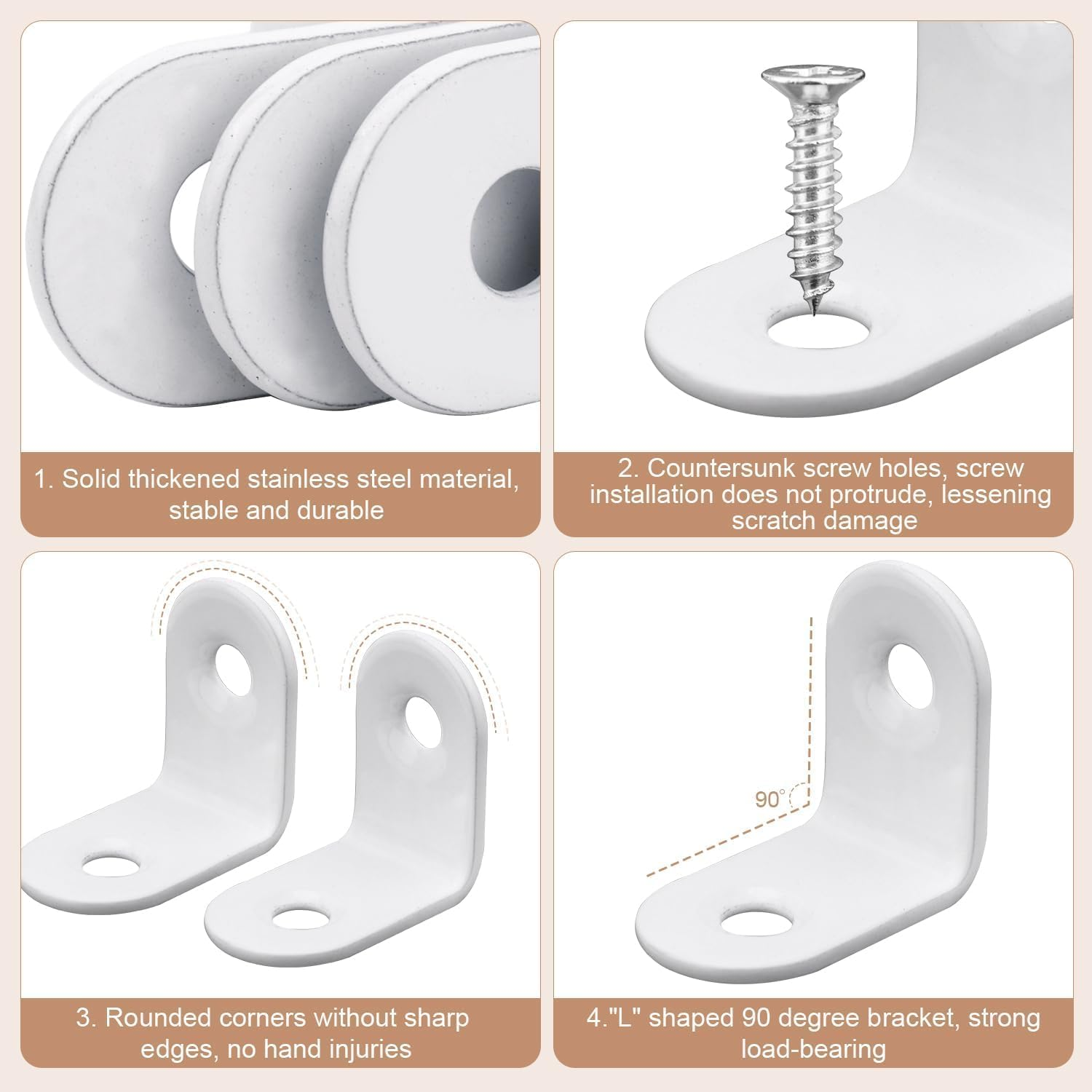 20Pcs L Bracket Corner Brace with Screws, 90 Degree Corner Braces, Stainless Steel image number 3