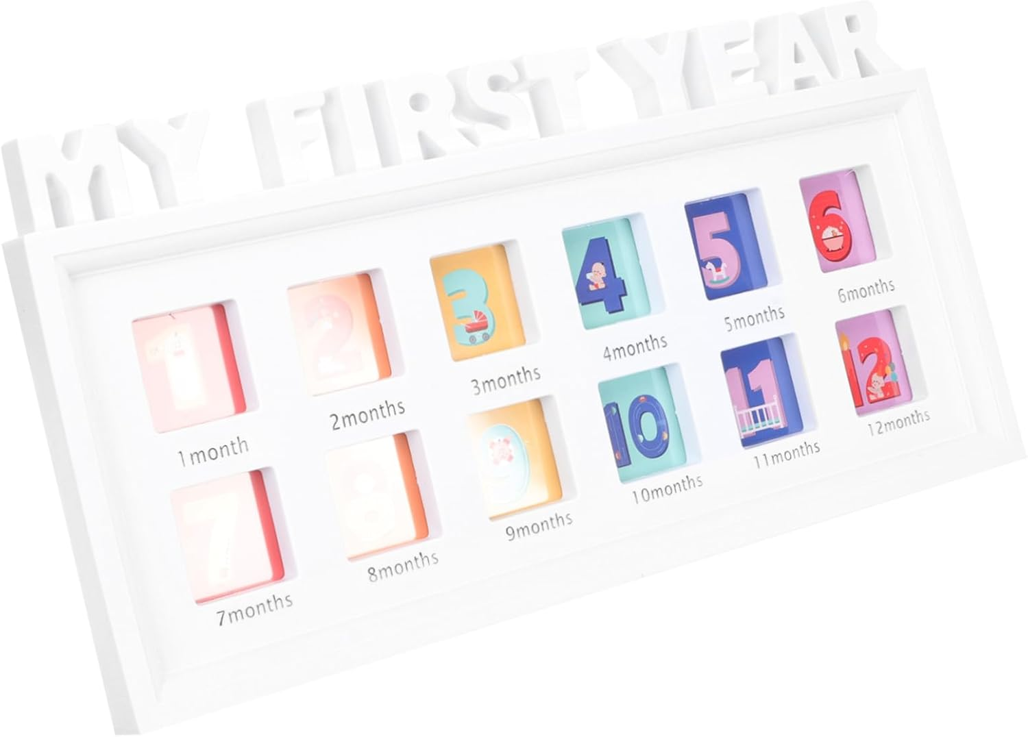 Month Growth Photo Frame Compact First Year Picture Holder for Boys Creative Milestone Display for Home Decor for Recording Memories