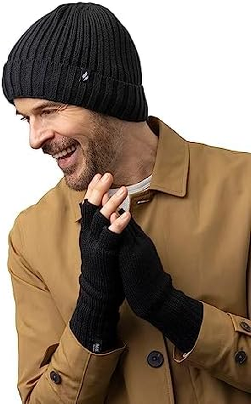 Heat Holders | Men'S Ribbed Turn over Thermal Beanie | Winter Warmth | Insulated Knit Hat | One Size Fits Most