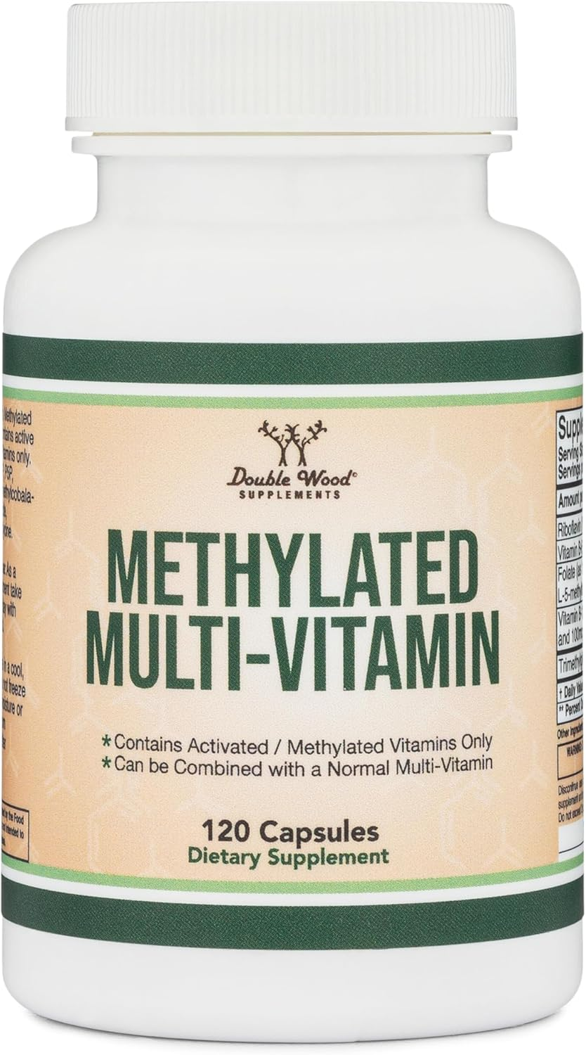 Methylated Multivitamin (Methylated and Activated Vitamins Only - Methylated B Complex with Trimethylglycine (TMG) and Methylfolate)(Non-Gmo, Gluten Free MTHFR Supplement) 120 Capsules by Double Wood image number 3