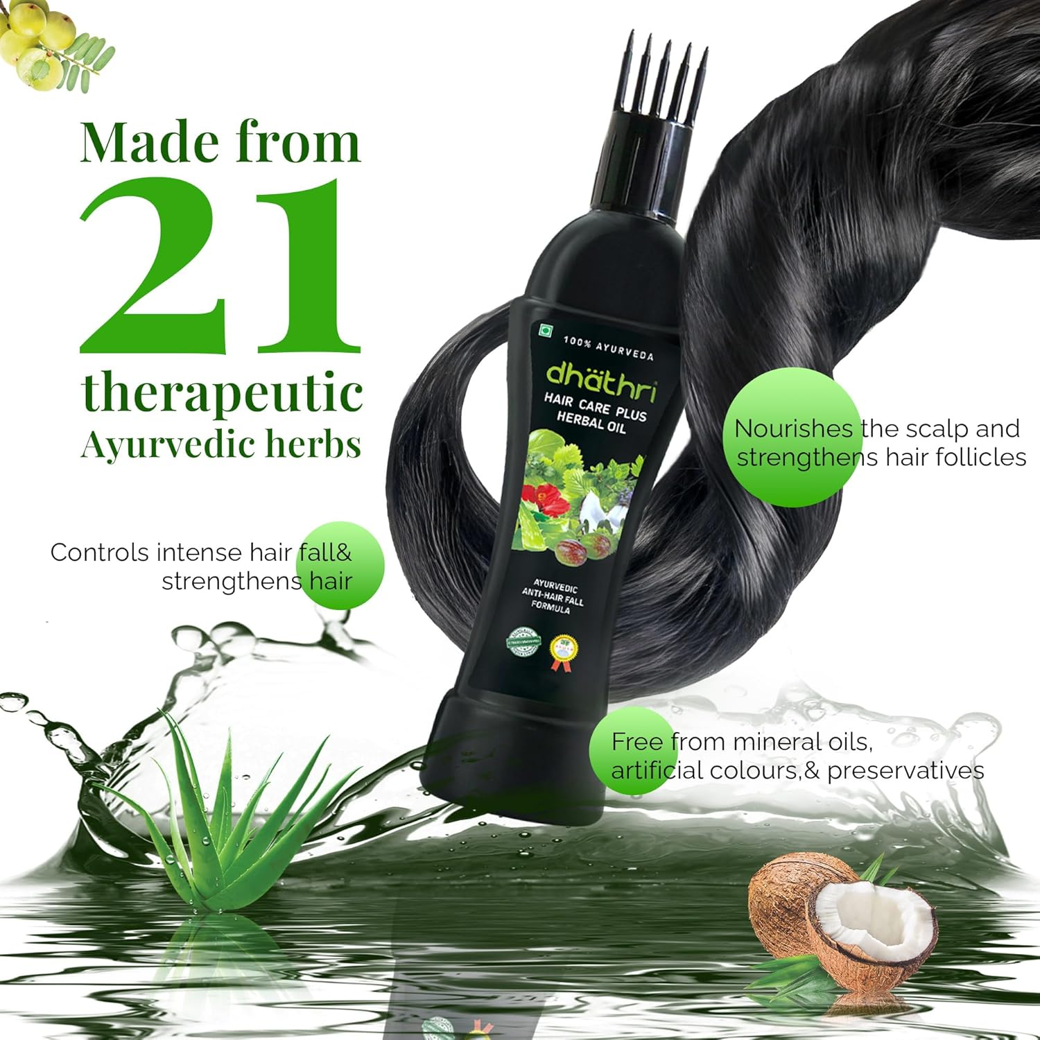 Dhathri Hair Care plus Herbal Oil - 100 Ml (Pack of 2) image number 5