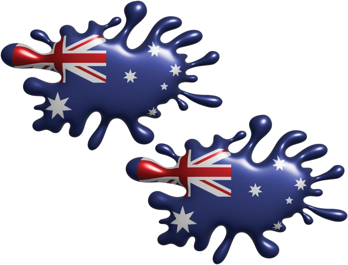 Australian Flag Splat Car Stickers &ndash; 2-Pack Flat Vinyl Decals with Printed 3D Effect (15X10Cm) &ndash; Weatherproof, Bubble-Free &ndash; Fun Aussie Flag Decoration for Cars, Utes, Australia Anzac Day image number 3