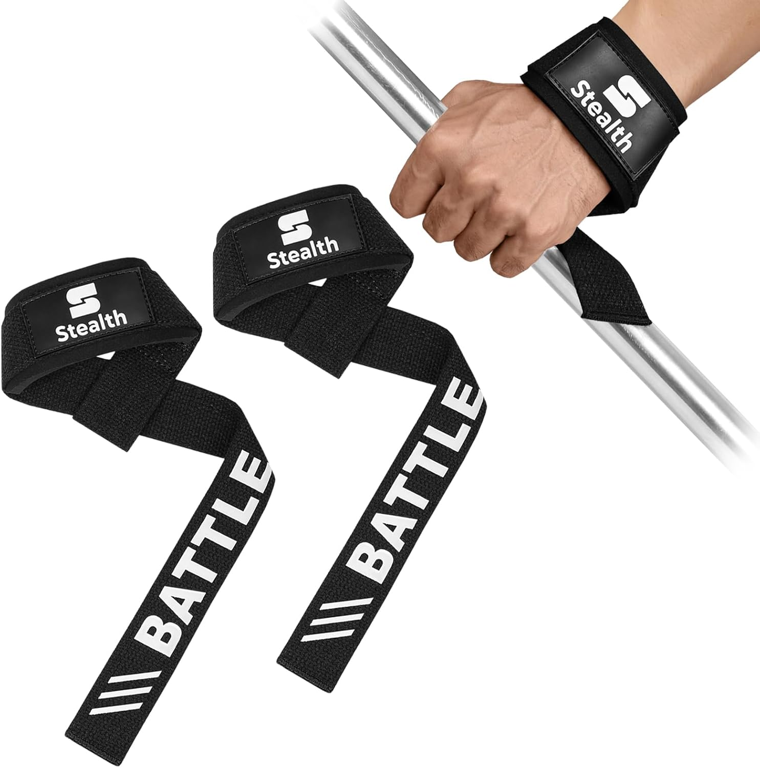 Stealth Sports Weight Lifting Straps with Non-Slip Handle - Heavy Duty Padded Fitness & Deadlifting Straps for Bodybuilding, Gym, Fitness and Powerlifting
