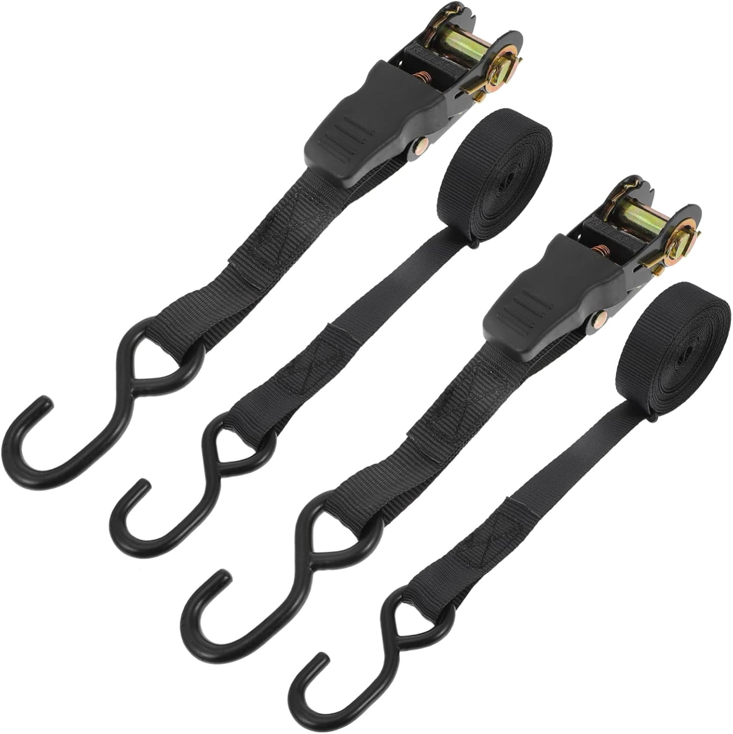 SWOOMEY Car Cargo Binding Belt and Motorcycle Cargo Strap 25Mm, 2 Sets Black Luggage Tie-Down Straps with Tightening Ratchet for Travel and Transport Use image number 1