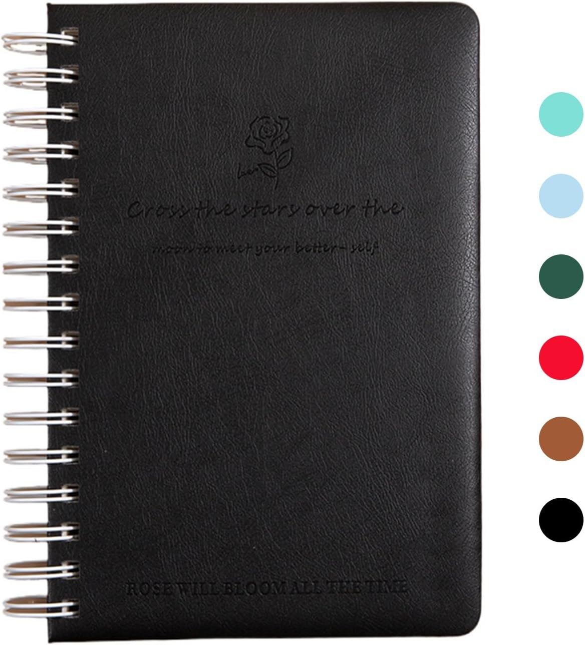 TUNJEJINY A5 Spiral Journal Notebook, 240 Pages Thick Paper with 100 GSM 3 in 1Blanks/Dotted/Grid Leather Hardcover for Women & Men Notepad,Writing for Office School Travel (Blue)