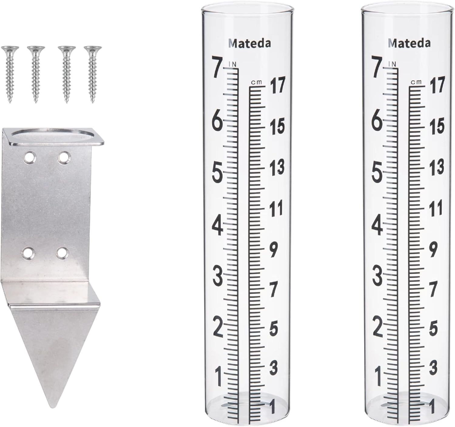 7" Capacity Rain Gauge with Stainless Steel Mounting Rack Holder, Post Mount Rain Gauge or Yard Garden Outdoor Home (Style A) image number 2